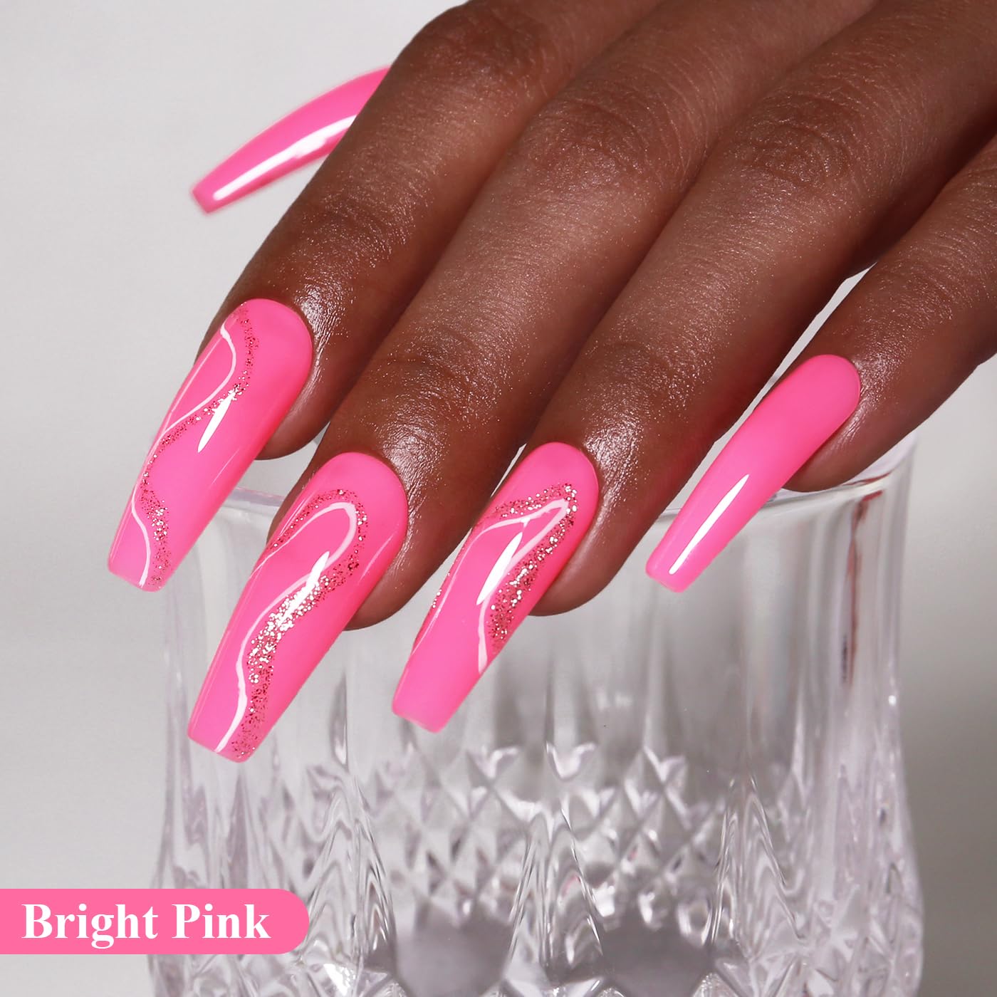 Imtiti Pink Gel Nail Polish, Bright Pink Nail Gel Polish High Gloss Soak Off UV LED Spring Summer Nail Art Manicure Salon DIY Design 10ML