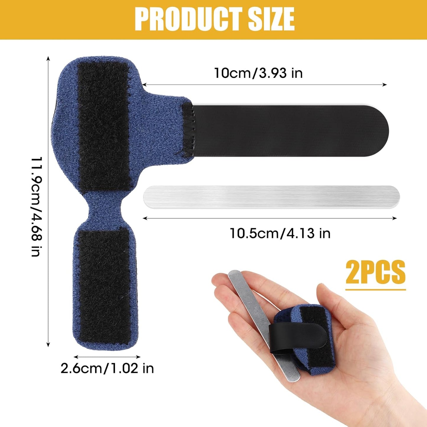 2Pcs Hammer Toe Straightener Corrector for Broken Toe Women & Men, Toe Splints Wraps with Aluminum Plate for Hammer, Curled, Crooked Toes, Pain Relief (Blue)