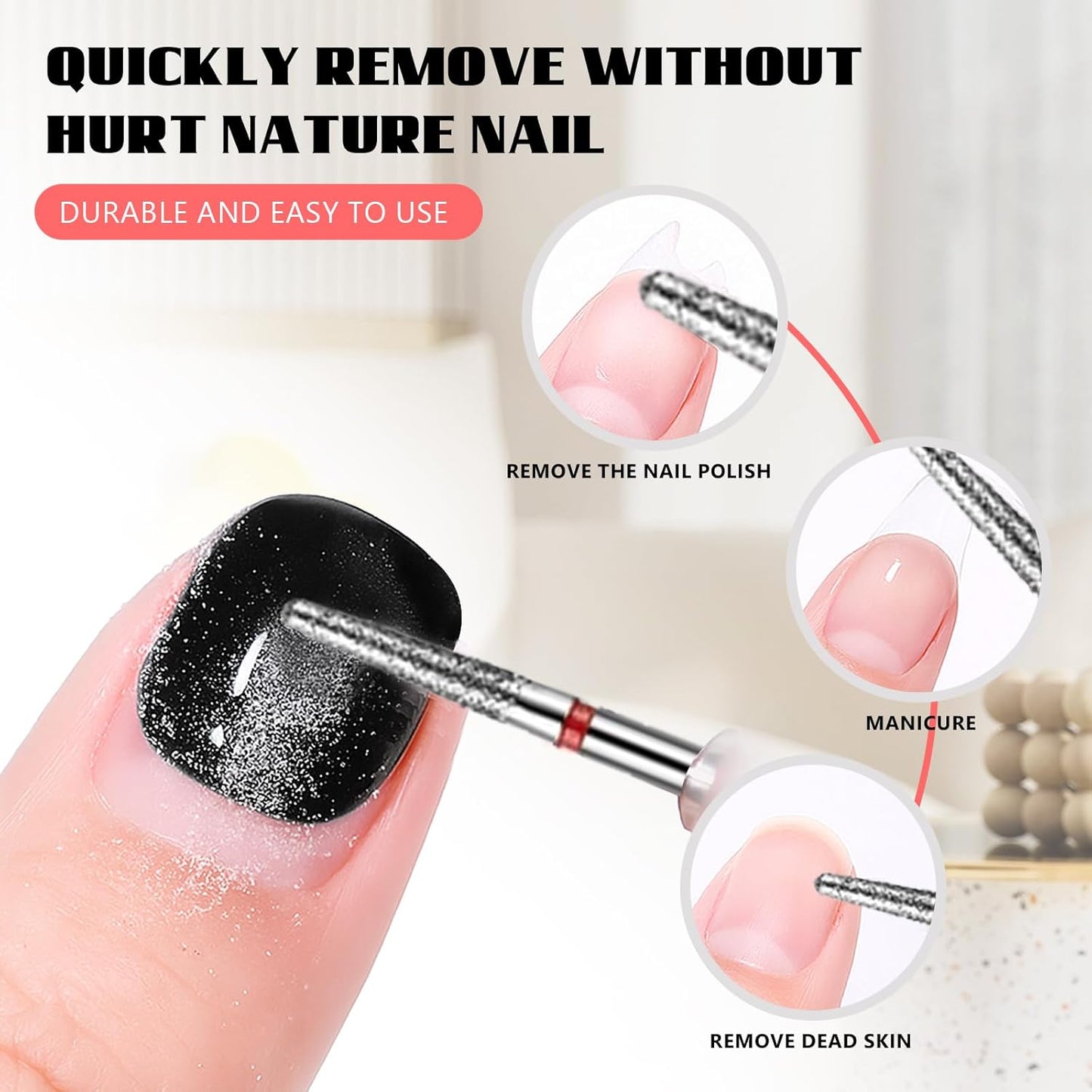 Nail Drill Bits, Diamond Cuticle Drill Bits for Electric Nail File, Cuticle Bits, Diamond Manicure Bits, Brocas para Drill Nails, 3/32 inch 30PCS Kit