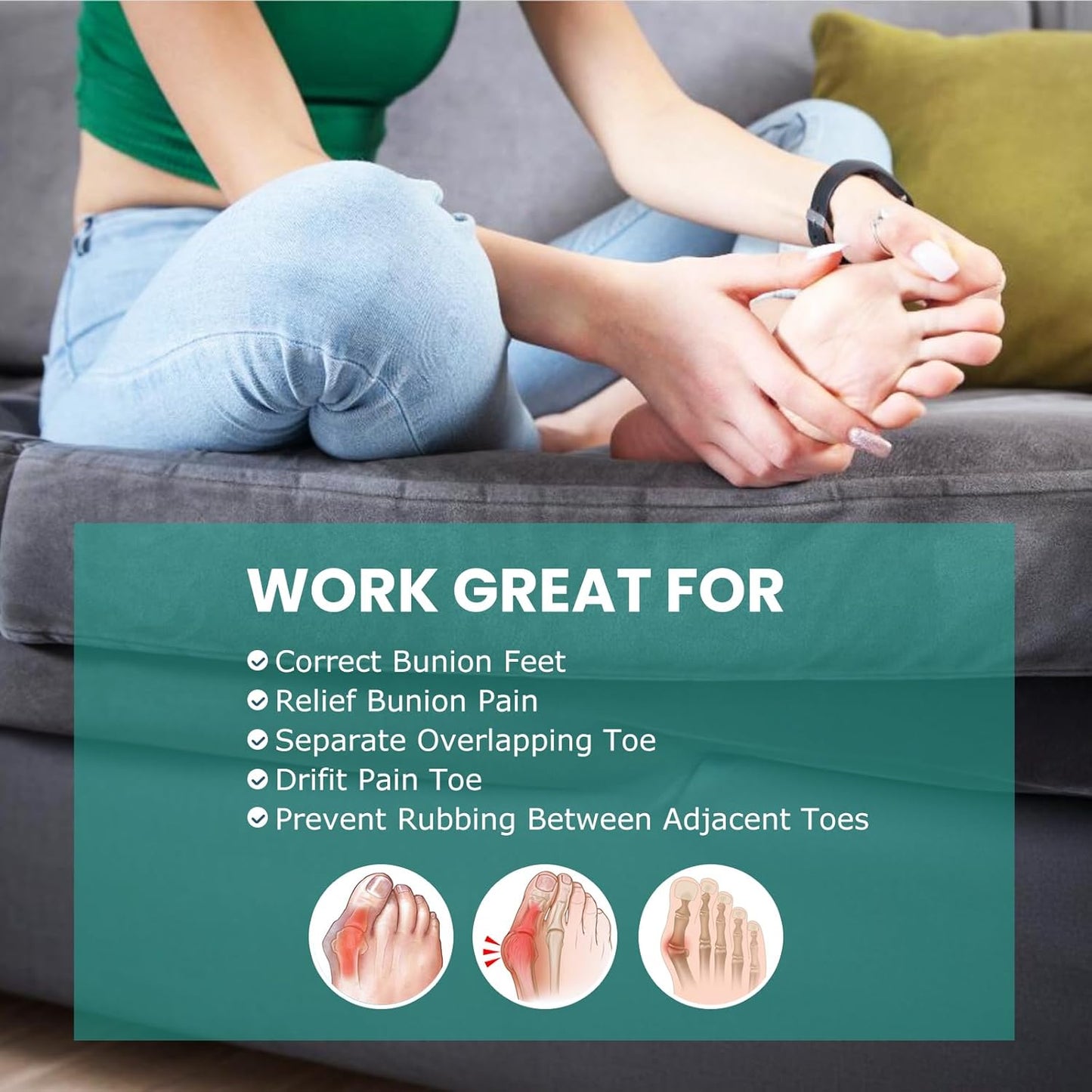Welnove Foam Toe Separators - 40 Pack Toe Spacers for Corn, Blister, and Hammer Toe Relief - Breathable, Adhesive Options for Pain from Bunions, and Toe Overlap, Toe Spacers for Men