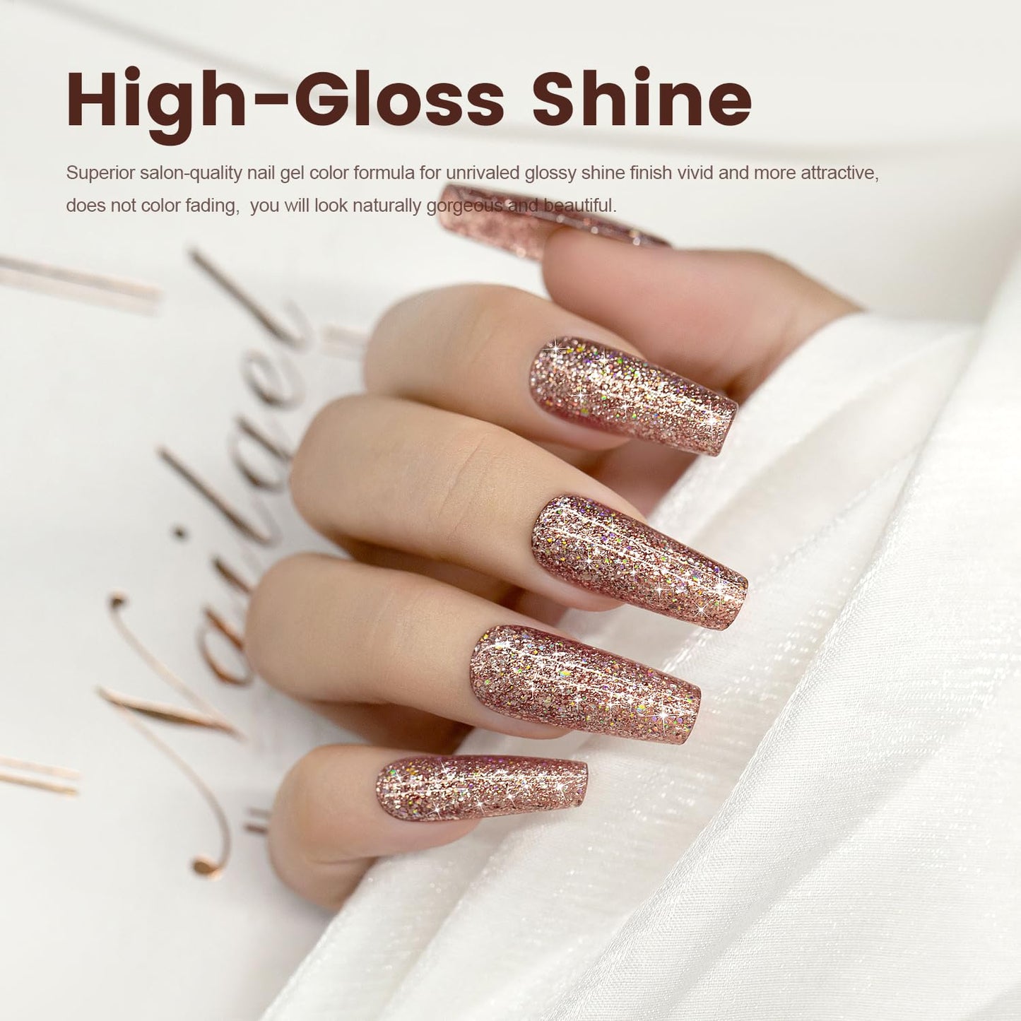 RARJSM Pink Glitter Gel Nail Polish Metallic Pink Diamond Gel Polish Sparkly Chunky Iridescent Rainbow Platinum Pigments Nail Gelpolish Soak off L e d U V Curing Required for Nail Art Salon Manicure