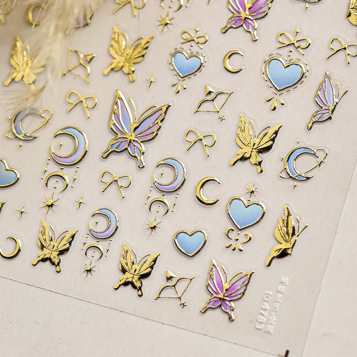 Butterfly Nail Art Stickers Decals 3D Gold Bronzing Nail Stickers Laser Star Moon Luxury Nail Design Self-Adhesive Nail Decals Manicure Sliders for Women Girls DIY Nail Art Decorations Supplies