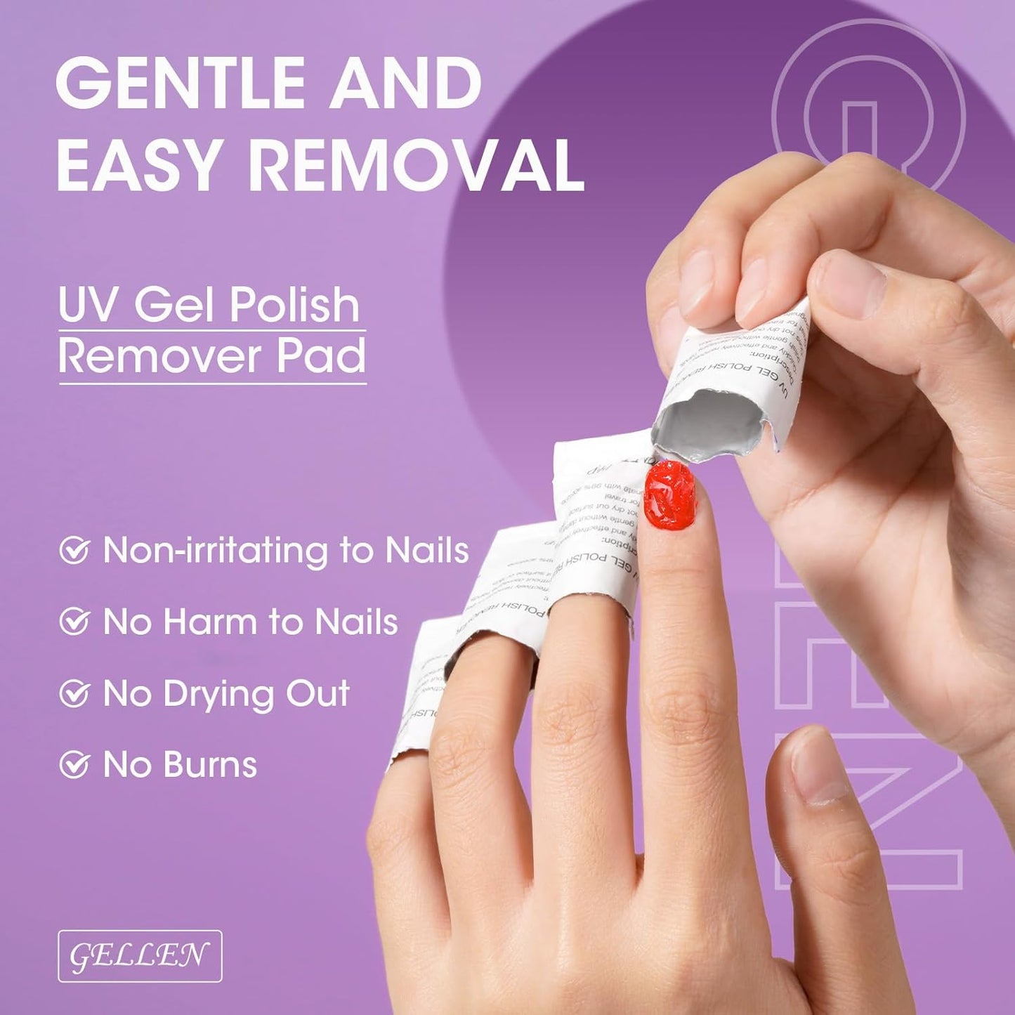 GELLEN Acetone Gel Polish Remover Pads, Professional Nail Polish Remover Pads, 200 Pack Travel Bulk Set with Tools, Individually Wrapped Quick & Effective Soak Off Remover for Salon Home