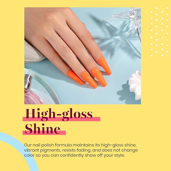 Beetles Orange Gel Polish Halloween Gel Nail Polish Bright Neon Yellow Gel Polish Color Soak Off UV LED Nail Lamp 15ml Gift for Women Vibrant Tangerine
