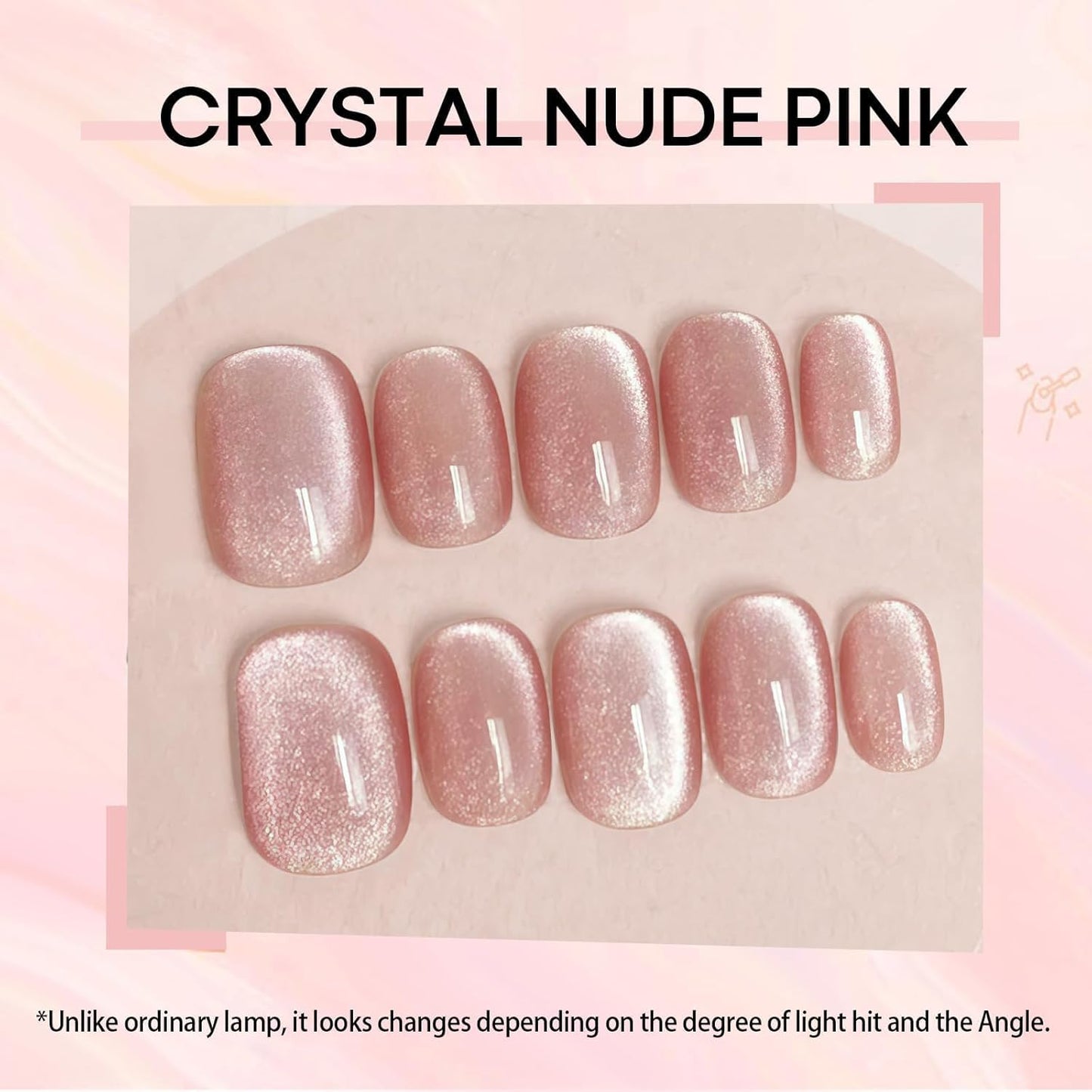 modelones Cat Eye Gel Nail Polish Shimmer Glitter Nude Pink Nail Polish with Magnet Holographic Reflective Soak Off LED Nail Art Top Coat Manicure Salon DIY Gifts 15ML