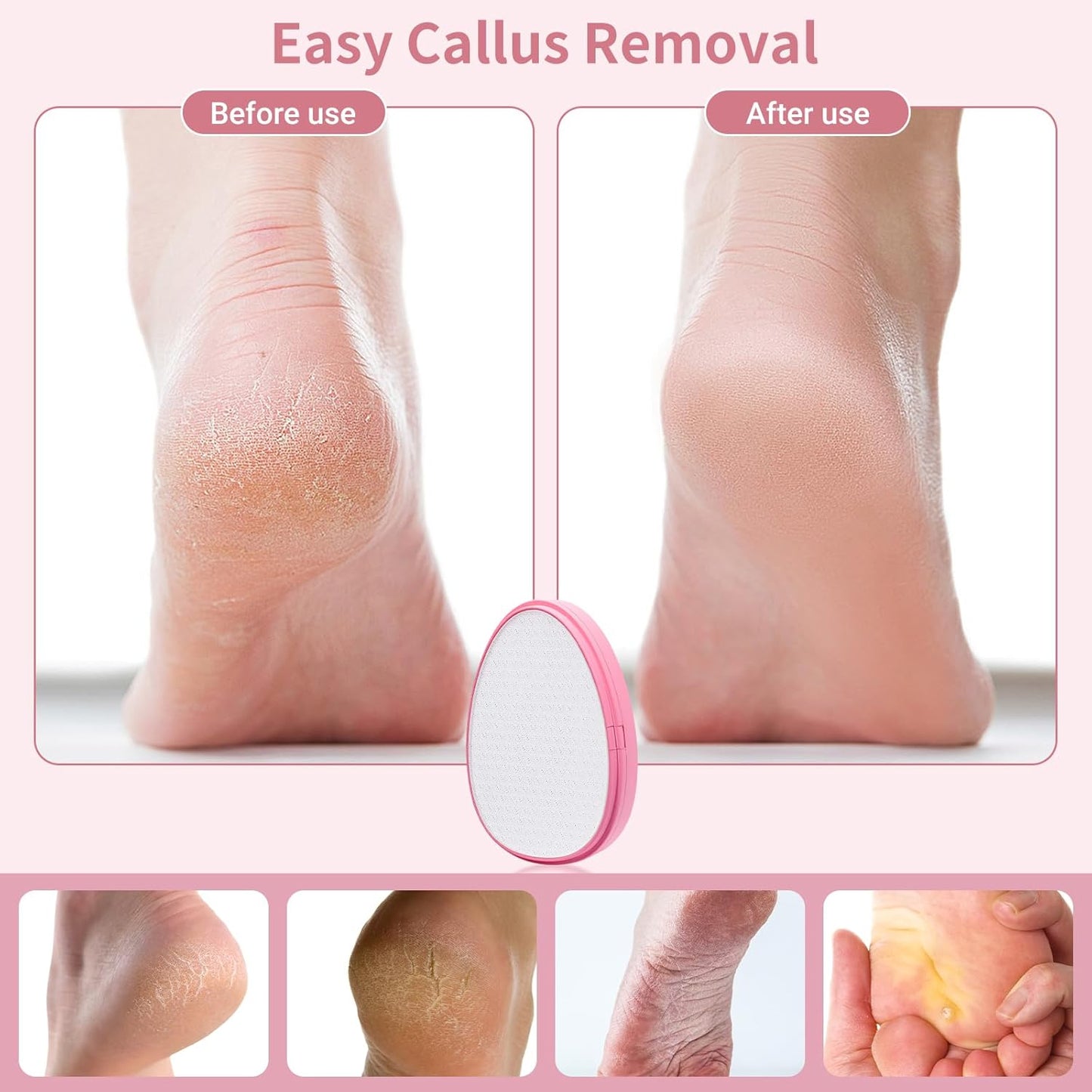 Foot File,Nano Glass Foot File Callus Remover for Feet,Foot Scrubber Dead Skin Remover,Gentle Exfoliation for Your Foot Massage in Shower- Light Pink