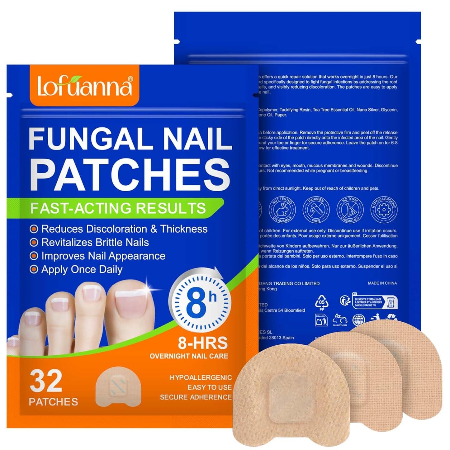 Extra Strength Toenail Treatment - 64 Pcs Nighttime Nail Patches, Overnight Toe Nail Treatments for Damaged Nails Foot Nails Repair and Care, 8-Hour Restores Healthy Appearance