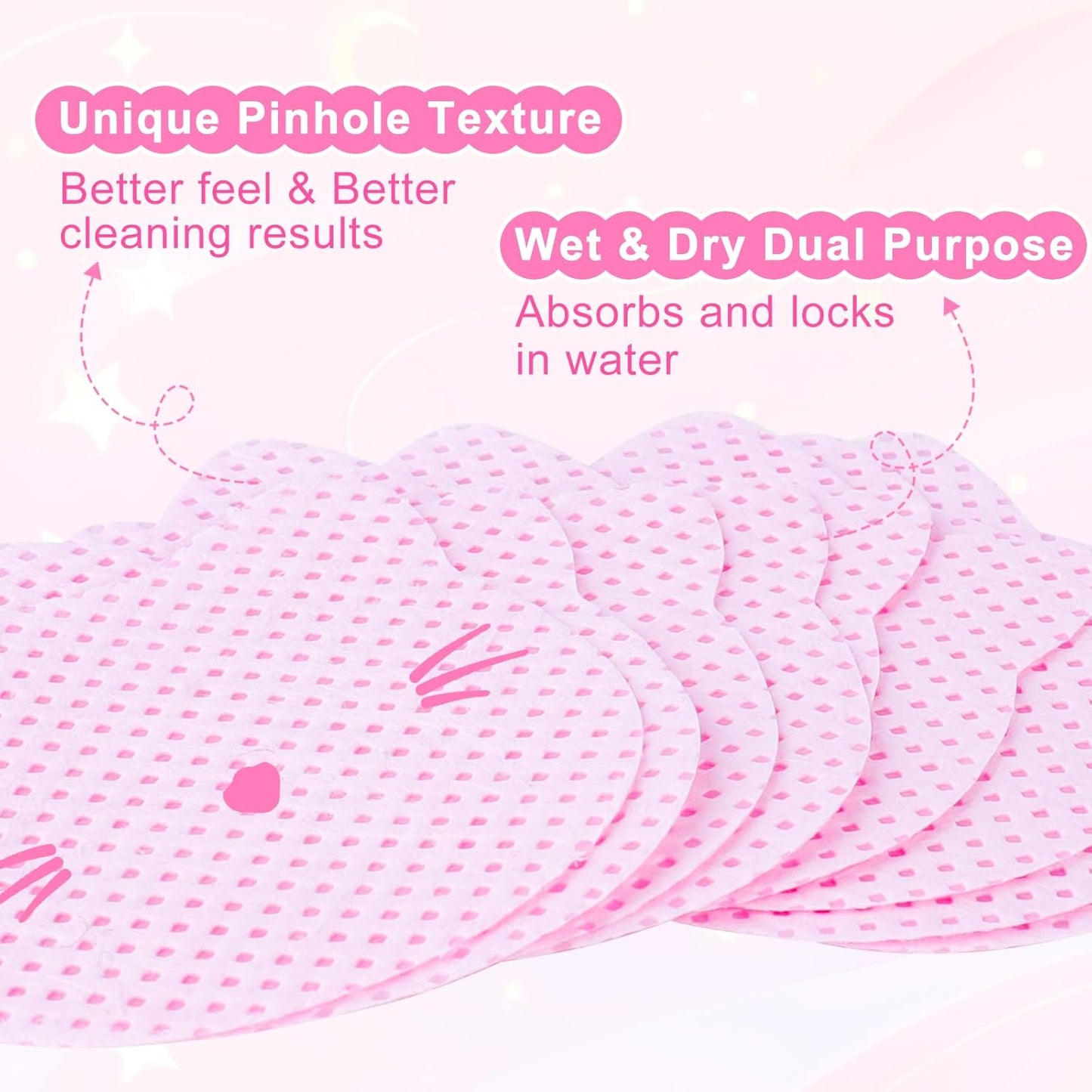 MEKK Lint Free Nail Wipes,400PCS Cat Shape Nail Polish Remover Wipes,Super Absorbent Soft Non-Woven Fabric Lash Glue Wipes,Cleaning Pad Cloth for Lash Extension & Nail Polish Bottle(PINK)