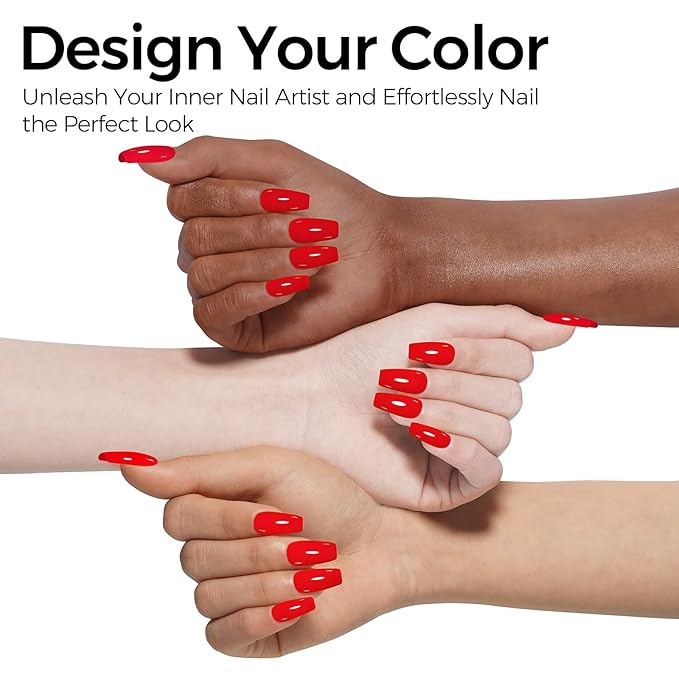 TOMICCA Red Gel Polish - Soak Off UV Nail Polish Quick Dry, Long Lasting Manicure Salon DIY Nails Polish Gel Colors