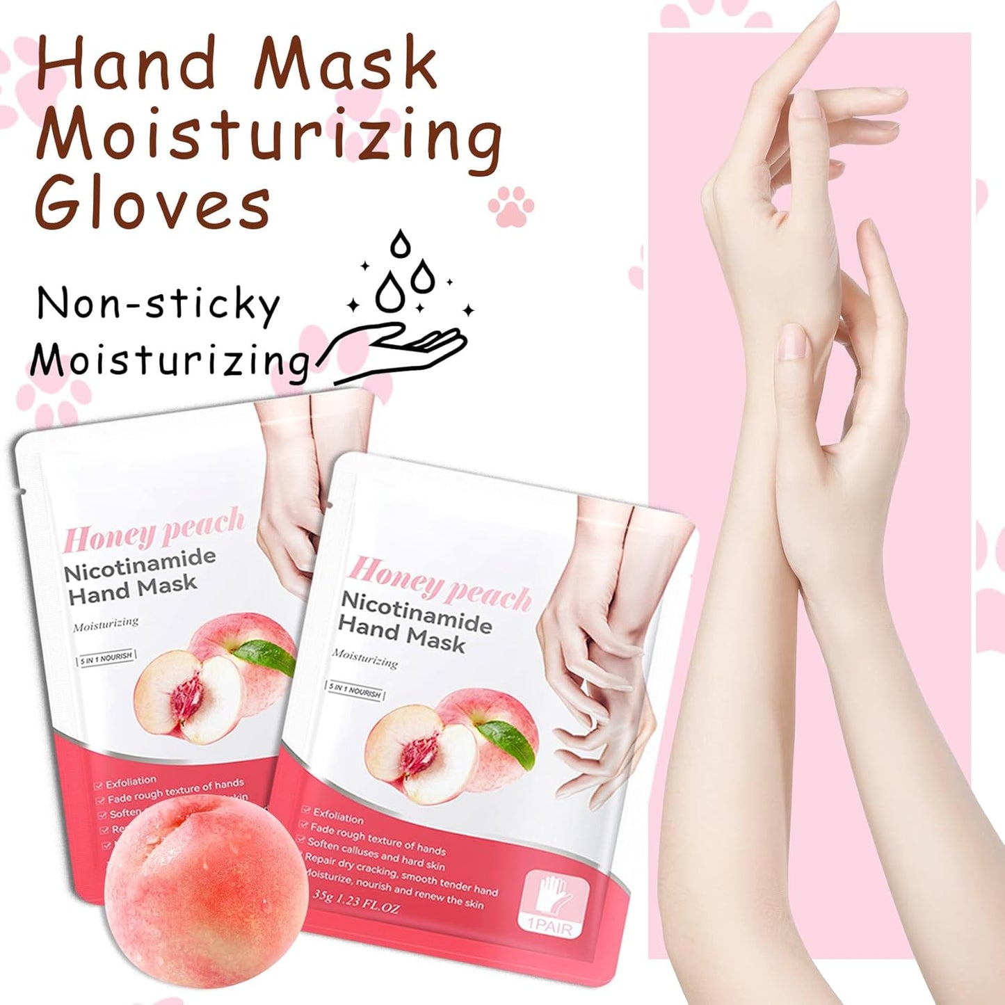 Hand Masks, 6 Pairs Hydrating Exfoliating Hand Peeling Mask, Smooth Hand Masks Moisturizing Gloves Overnight for Dry, Rough, Cracked Hands, Hand Skin Moisturizer Glove for Women Men（G