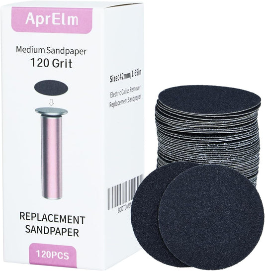 120pcs Replaceable Sandpaper for Electric Foot Callus Remover, 120 Grit Medium Sandpaper Refill Discs