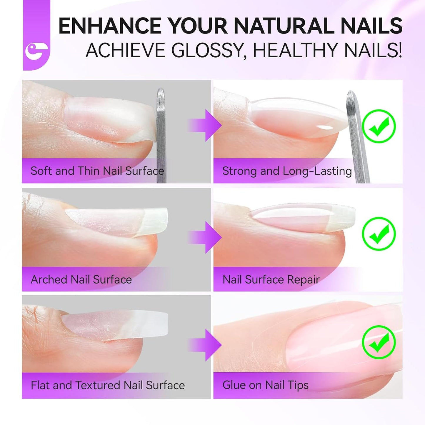 Gelike EC Pro Nail Glue & Strengthener: Nude 6-in-1 Nail Adhesive for Repair - Strengthening & Protein Repair - Perfect for Home & Salon Use 11417 - UV Needed