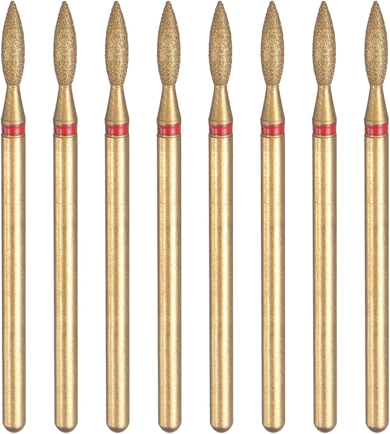 HARFINGTON 8pcs 200-230 Grits Diamond Grinding Bit 2.2mm Oval Head 2.35mm Shank 8mm Length Titanium Plated Stone Sanding Drill Bits Rotary Tool for Nails Grinding Polishing