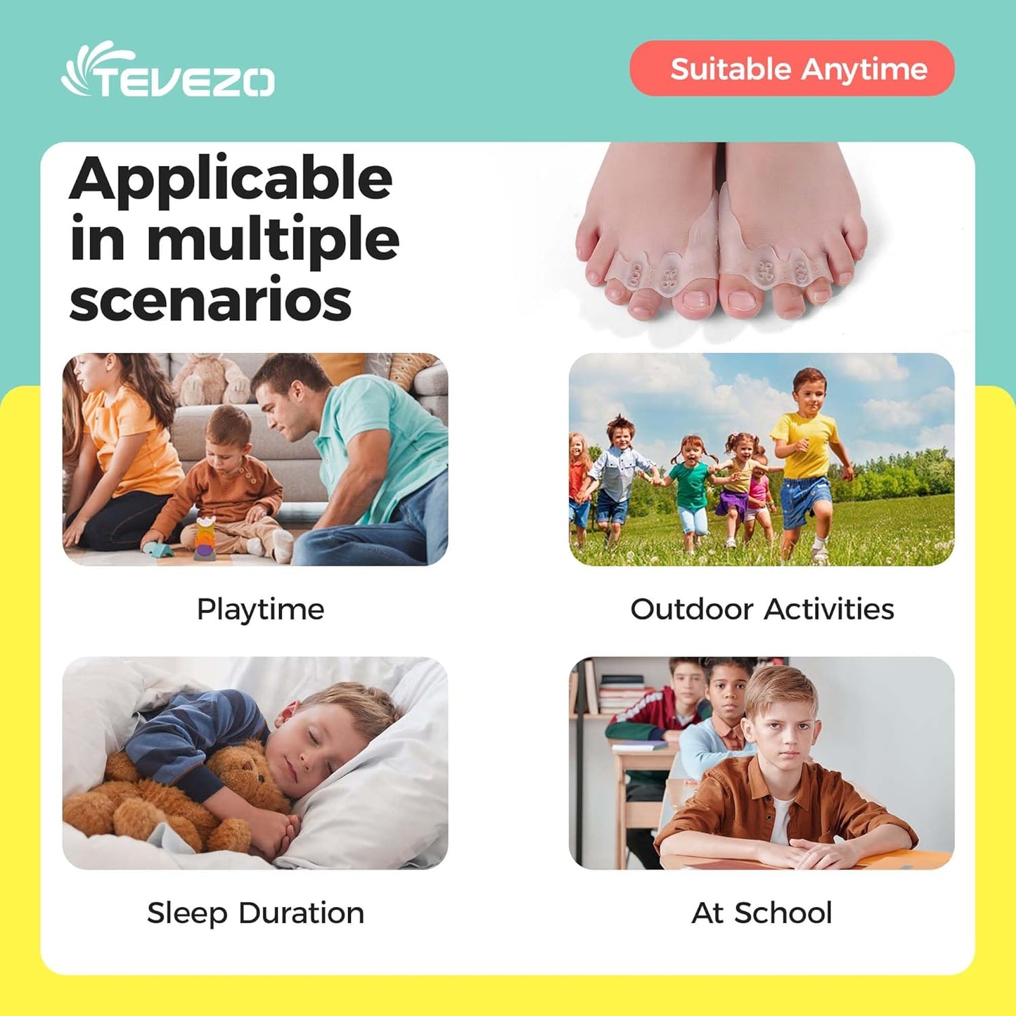 Toe Spacers & Bunion Corrector for Kids | Toe Separators,Corn Callus Removers|Hammer Toe Straightener|Bunion Relief|Overlapping Toes Separators|Corn Pads for Toes|1 Pair (Small-Kids)