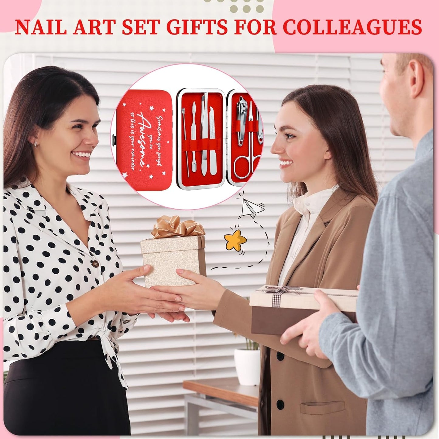 24 Set Manicure Kit Bulk Nail Clippers 7 in 1 Stainless Steel Grooming Nail Kit Employee Teacher Appreciation Gift Bulk Professional Pedicure Tool for Women Personal Care(Red)