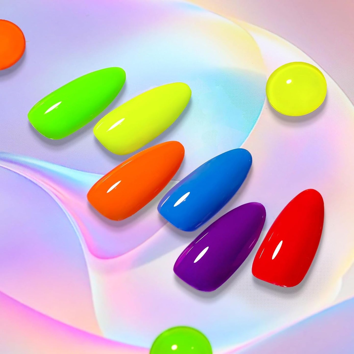 Born Pretty Halloween Neon Gel Nail Polish Bright Rainbow Colorful Fluorescent Gel Polish Yellow Green Blue Purple Red Orange Color Gel Nail Polish Collection Gift 6PCS