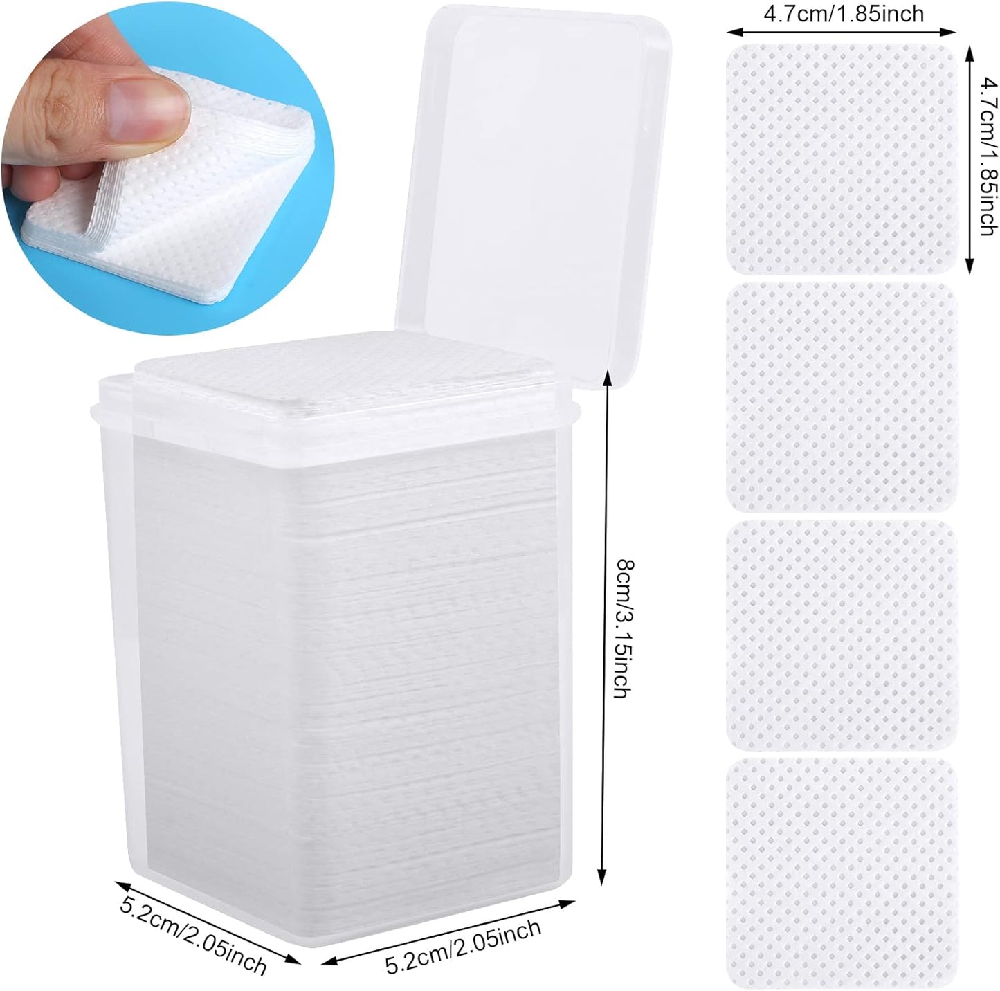 400 Pieces Nail Cotton Pads,1 Pull-Down Pump Dispenser Bottle, Super Absorbent Soft Non-Woven Eyelash Glue Wipes, Nail Polish dehumidifier for Eyelash Extension Products and Nail Oil Bottle (White)