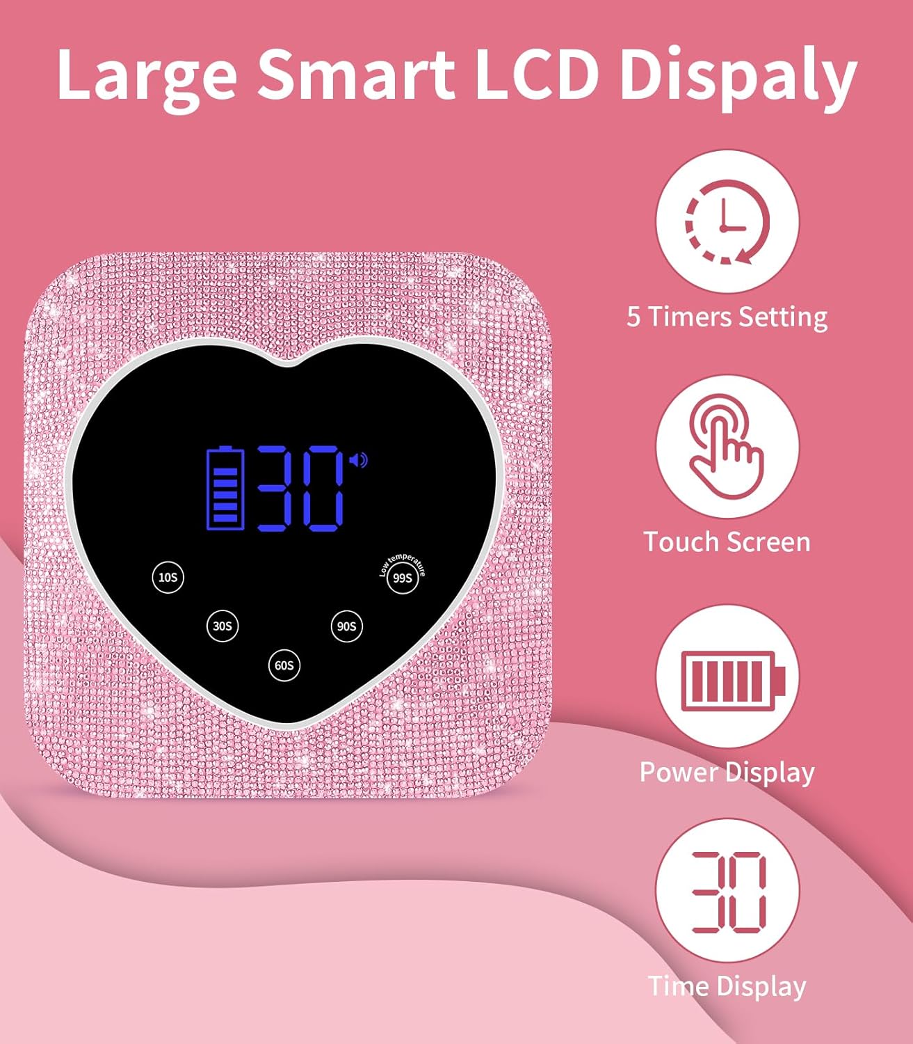 UV Light for Nails, 74W Cordless Rechargeable UV Nail Lamp, Fast Nails Dryer Curing Lamp for Salon & Home, Gel Nail Polish UV Light with 5 Timer Setting, Touch Control & Auto Sensor