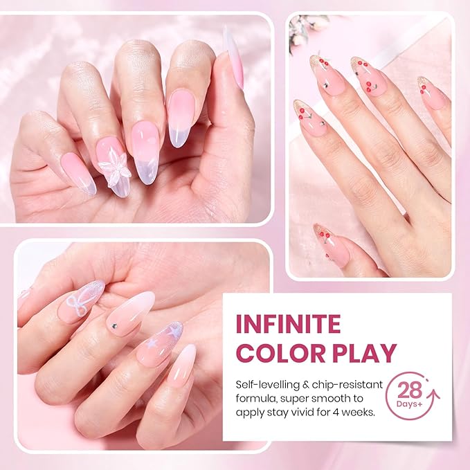 Beetles Nude Gel Polish Set, Glowy Grace 20 Colors Jelly Cat Eye Gel Nail Kit, Nude Pink Brown Purple Base Colors, Soak Off UV Glitter Fall Winter Trend Nails Charms Gift for Women