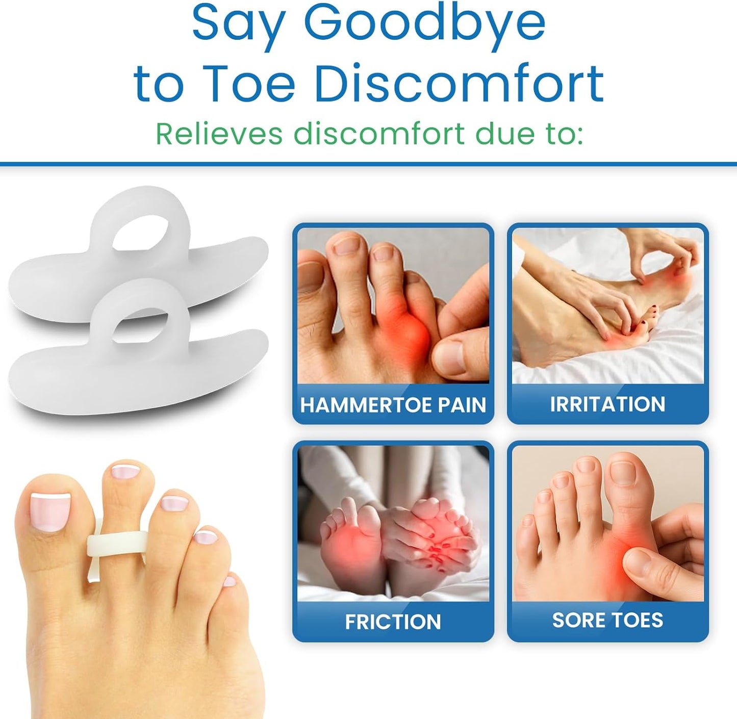 VIVEsole Hammer Toe Crest Cushion & Buttress Pad - Reduces Pressure from Calluses & Hammer Toes (Pair) - For Left & Right Feet - Toe Separator Corrector for Curled, Crooked, Curved, Overlapping Toes