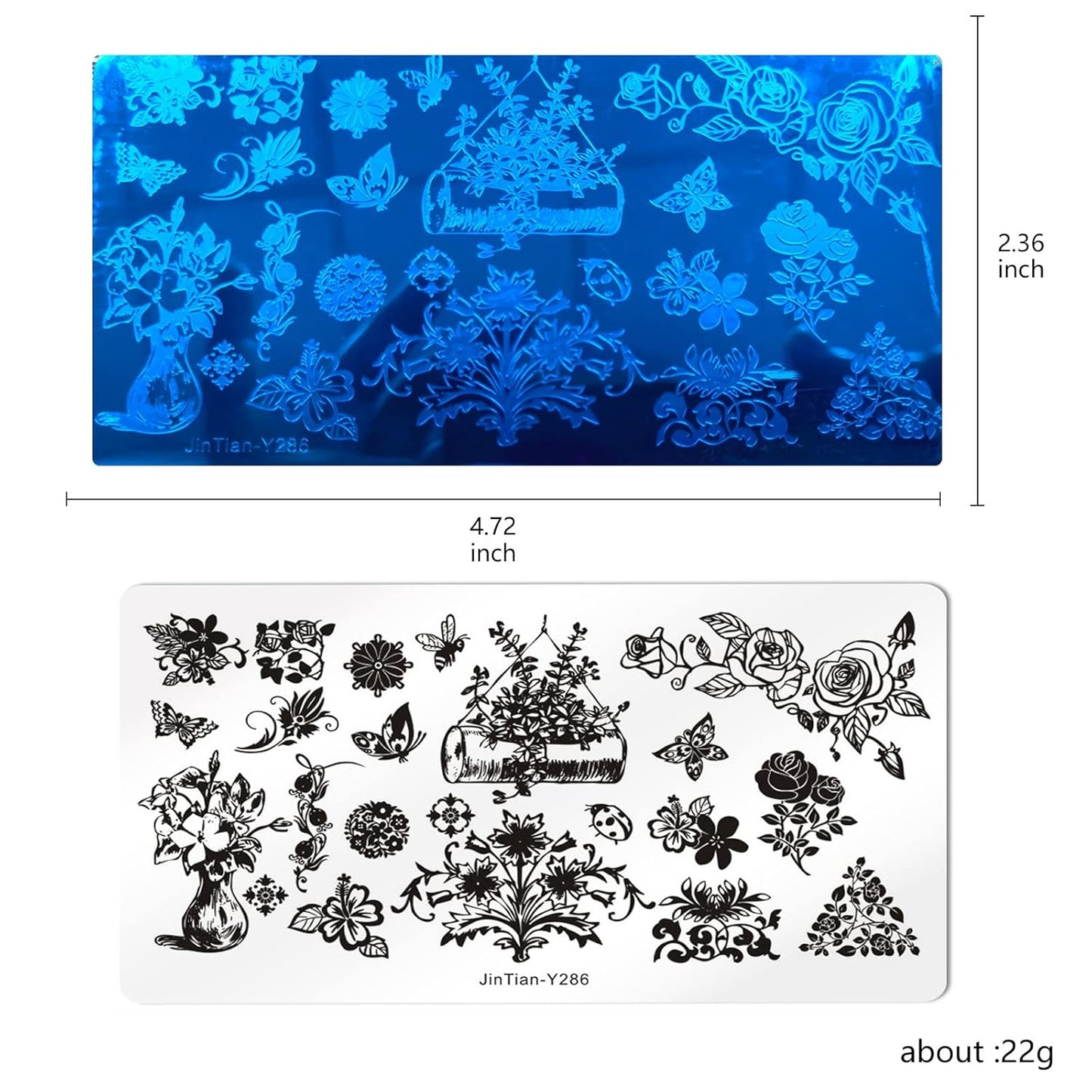 LoveOurHome Nail Stamping Plate Kit Letter Butterfly Lace Geometry Floral Fingernails Template Stencil Stamps Plate Silicone Stamper Scraper Manicure Design Tools Set (Letter)