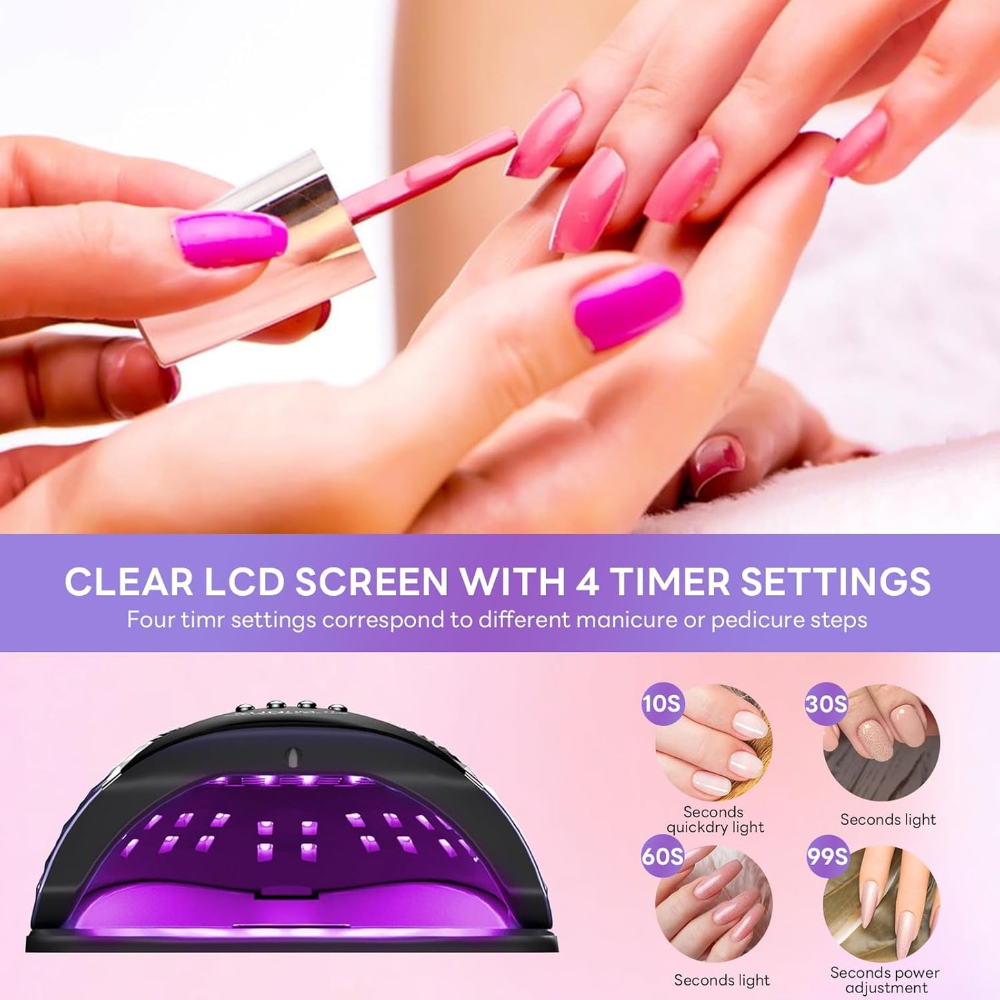 LED UV Nail Lamp, 280W Gel Nail Polish, Dryer, Professional Nail Lamp, UV Light for Nails with 66 Beads, Auto Sensor LED Gel Nail Lamp, 4 Timer Settings