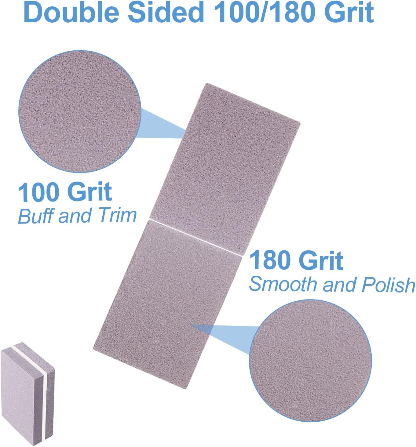 Nail Buffers (100 Pack), Mini Buffer Block Nail File for Acrylic Nails and Natural Nails, 100/180 Grit Nail Buffer Block Bulk Buffing Blocks for Nail Buff Professional Manicure File Blocks Set Gray