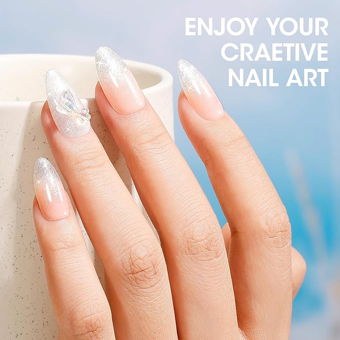GELLEN Jelly Gel Nail Polish, Glitter White Gel Polish Sparkle White Nail Polish for Gift Soak off LED Nails Manicure Kit for Salon Home, 18ml 0.61 Fl.oz