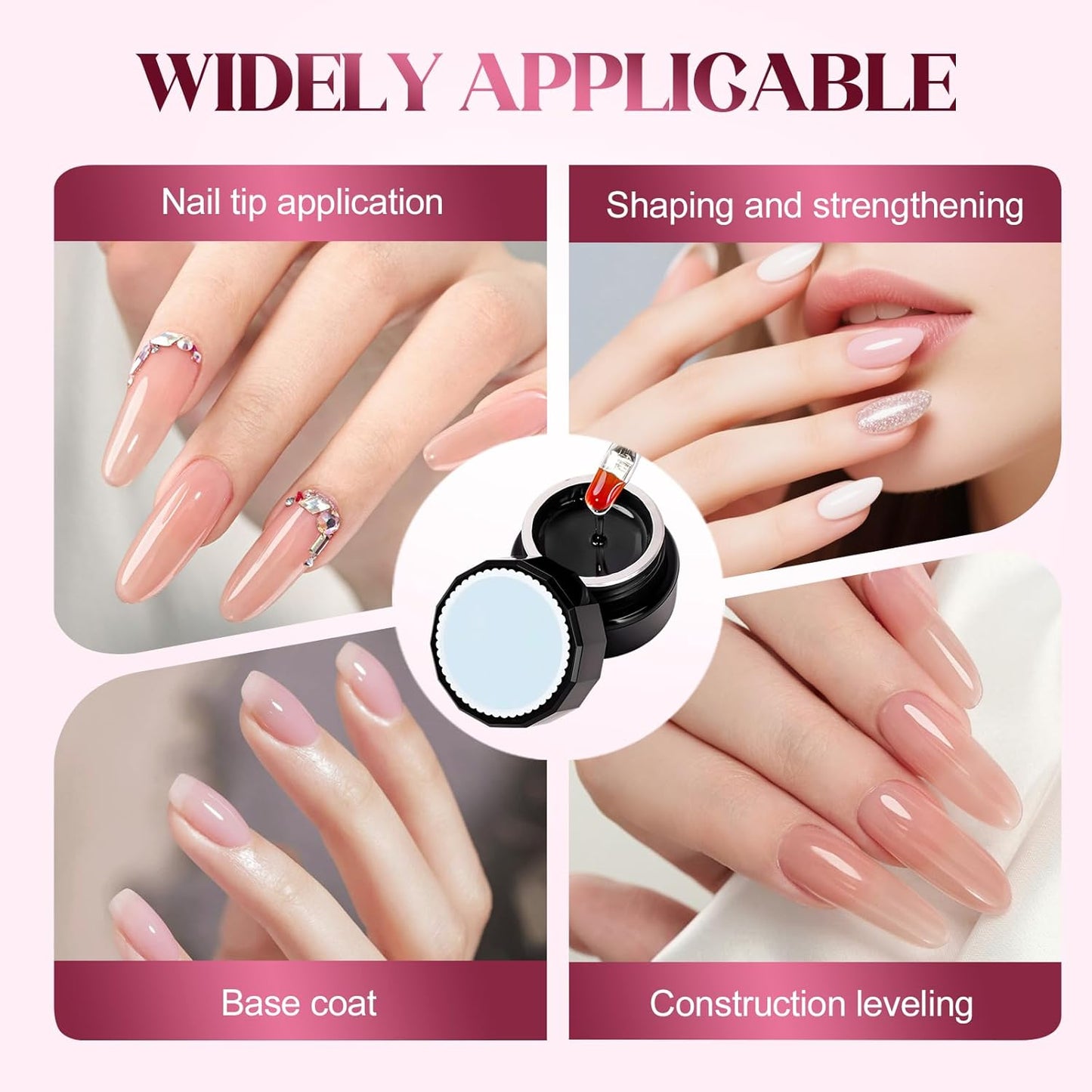 2-In-1 Self-Leveling Nail Gel for Builder, Multi-Purpose Nail Repair Gel for Damaged Nails, Cracked Nail Repair Kit for Split Nails, Easy & Quick to Fix Strengthening Broken Nails for Women (2pcs)
