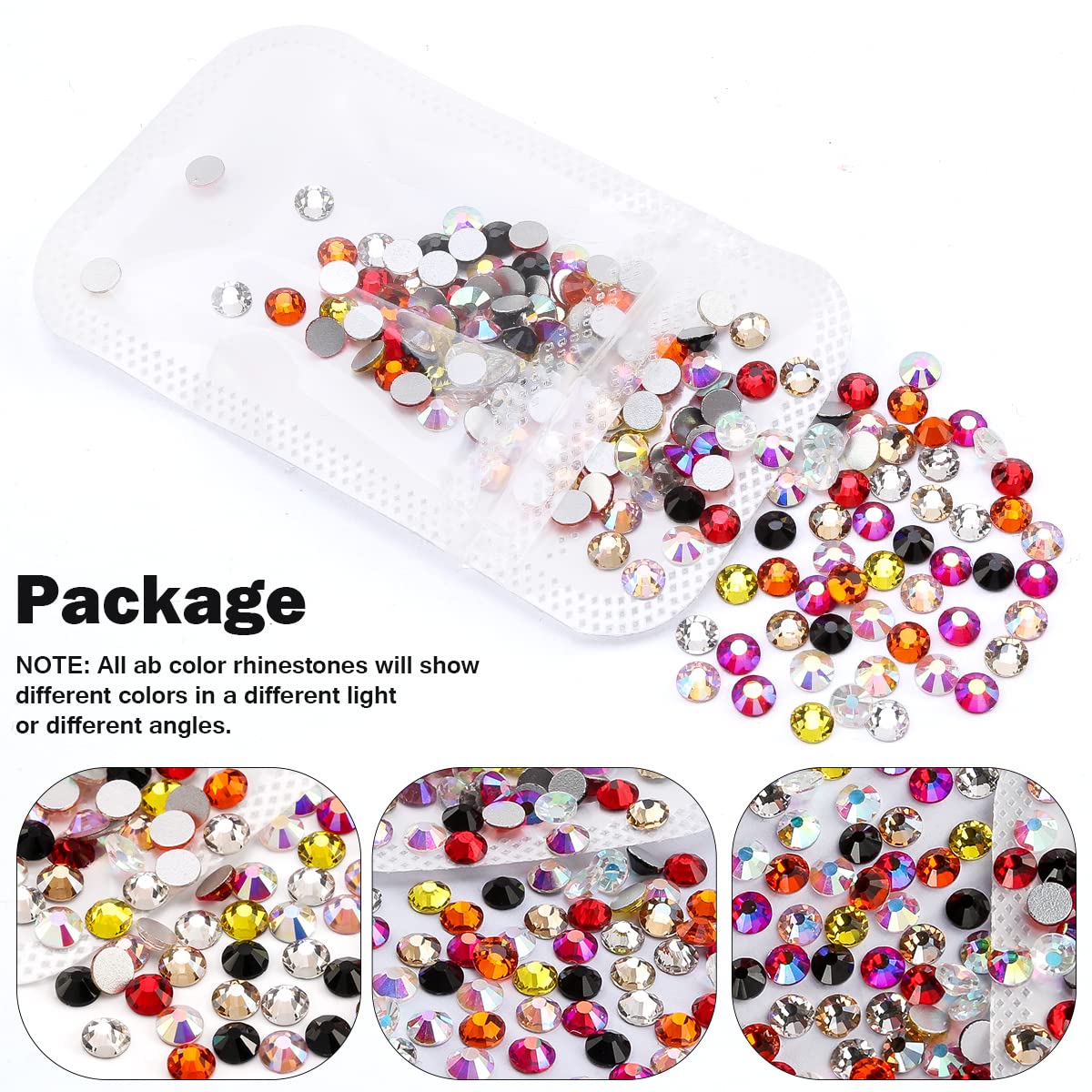 Novani Mix 10 Colors Rhinestones for Crafts Round Crystal Glass Flatback Gems and Rhinestones for Nails Art Makeup Bags Shoes Decoration DIY(SS10, 1440pcs, Mix Color 1)