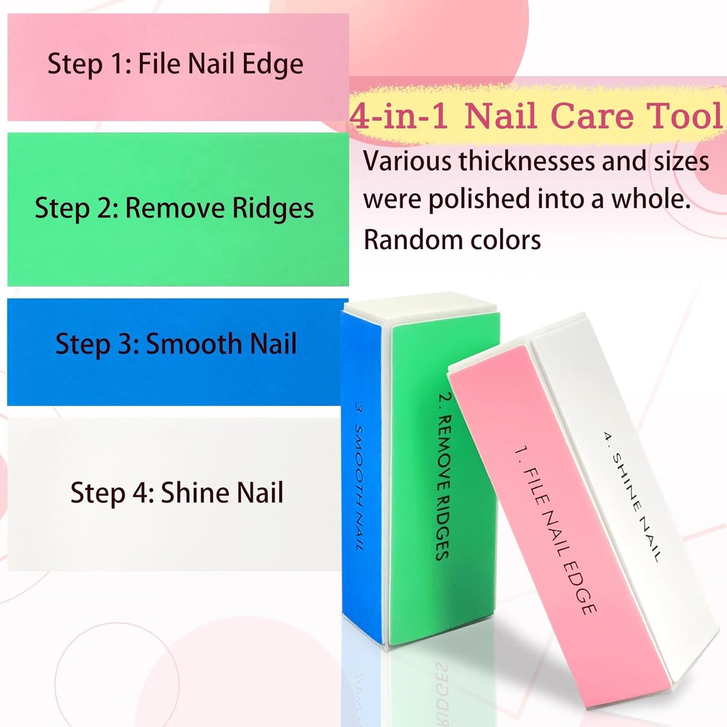12-Piece White Sponge Nail Buffer Block, 4-Way Nail File and Buffer for Nail Care, Ideal for Salon and Home Manicures
