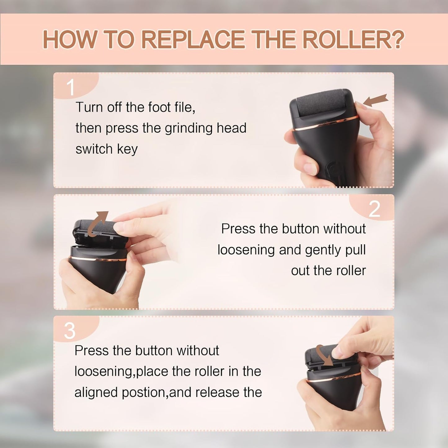 AdamPark Callus Removers 8 Pack Replacement Rollers Heads for Electric Feet File Pedicure Tools, Pedicure Kit Refill Rollers 3 Extra Coarse, 3 Regular Coarse, 2 Fine Coarse Refill Rollers