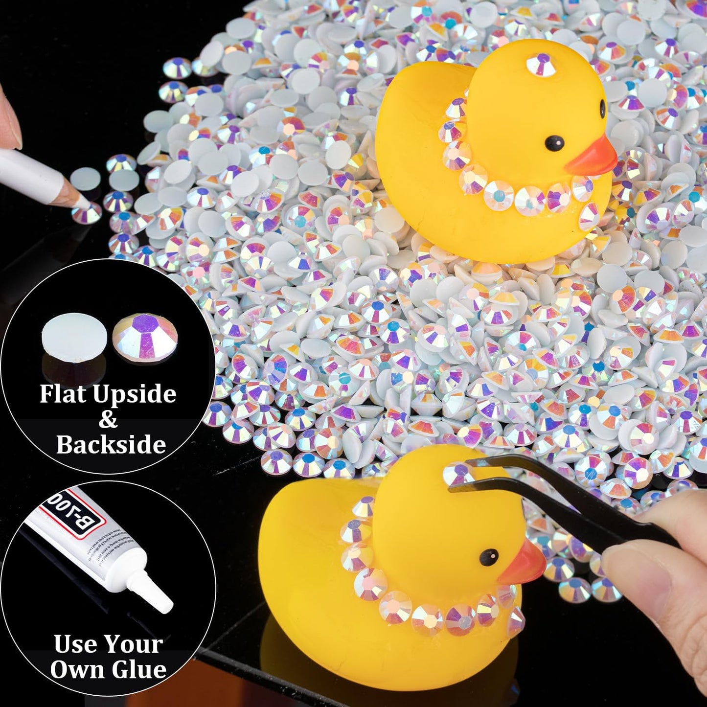 15000pcs 2mm Resin Rhinestones Bulk, White AB Flatback Round Jelly Rhinestones Bedazzling Non Hotfix Crystal Gems Large Quantity Wholesale for DIY Crafts Clothes Bottles Tumblers Face Makeup Manicure