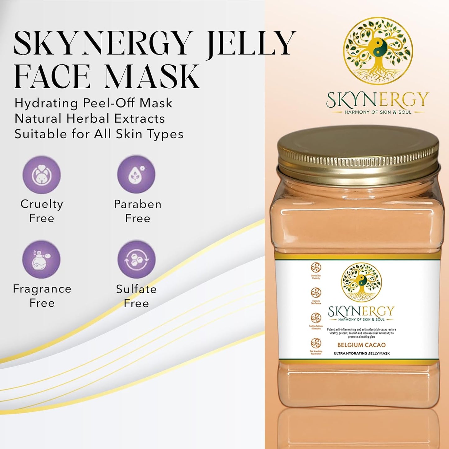 Belgium Cacao Jelly Mask - Professional Grade HydroGlo - Peel Off Face Mask for Skin Hydration, Radiance, Reduced Fine Lines & Pigmentation Vajafacial Jelly Mask | 12 Applications (30 fl oz)