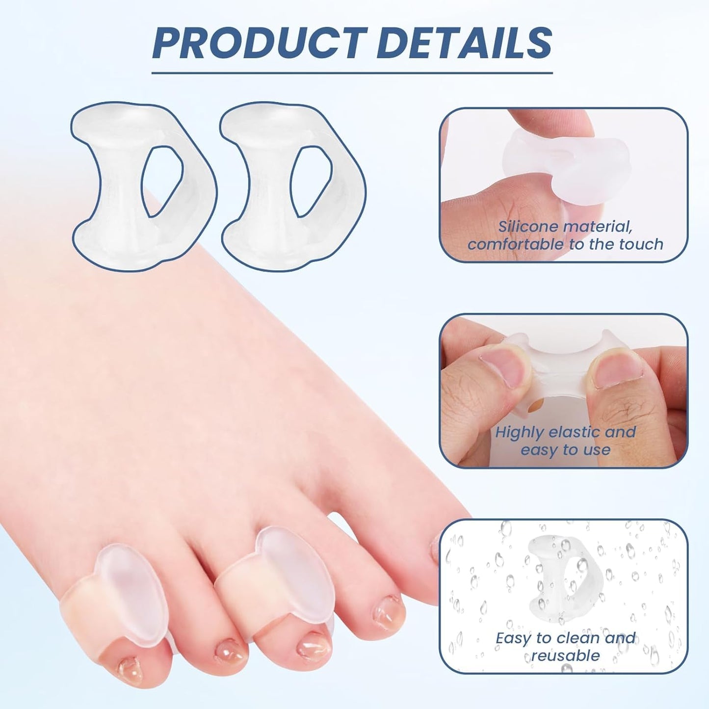 10 Pcs Gel Toe Separator, Pinky Toe Spacers Straightener Bunion Corrector Silicone Toe Separators for Toe Straightening and Relaxation for Women Men Correct Overlapping Toes