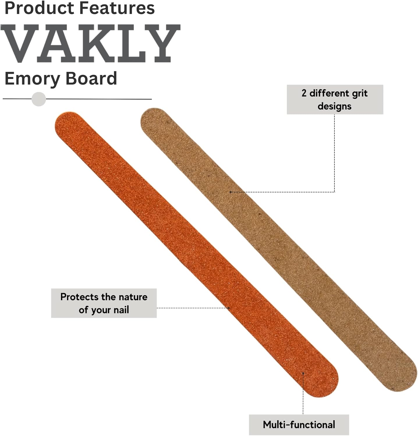 Vakly Professional Nail Files [144 Pack] Emery Boards - Dual Sided 180 Grit Nail Buffering File - Compact Reusable Double Sided Tool for Manicure & Pedicure Shaping & Smoothing Finger and Toenails