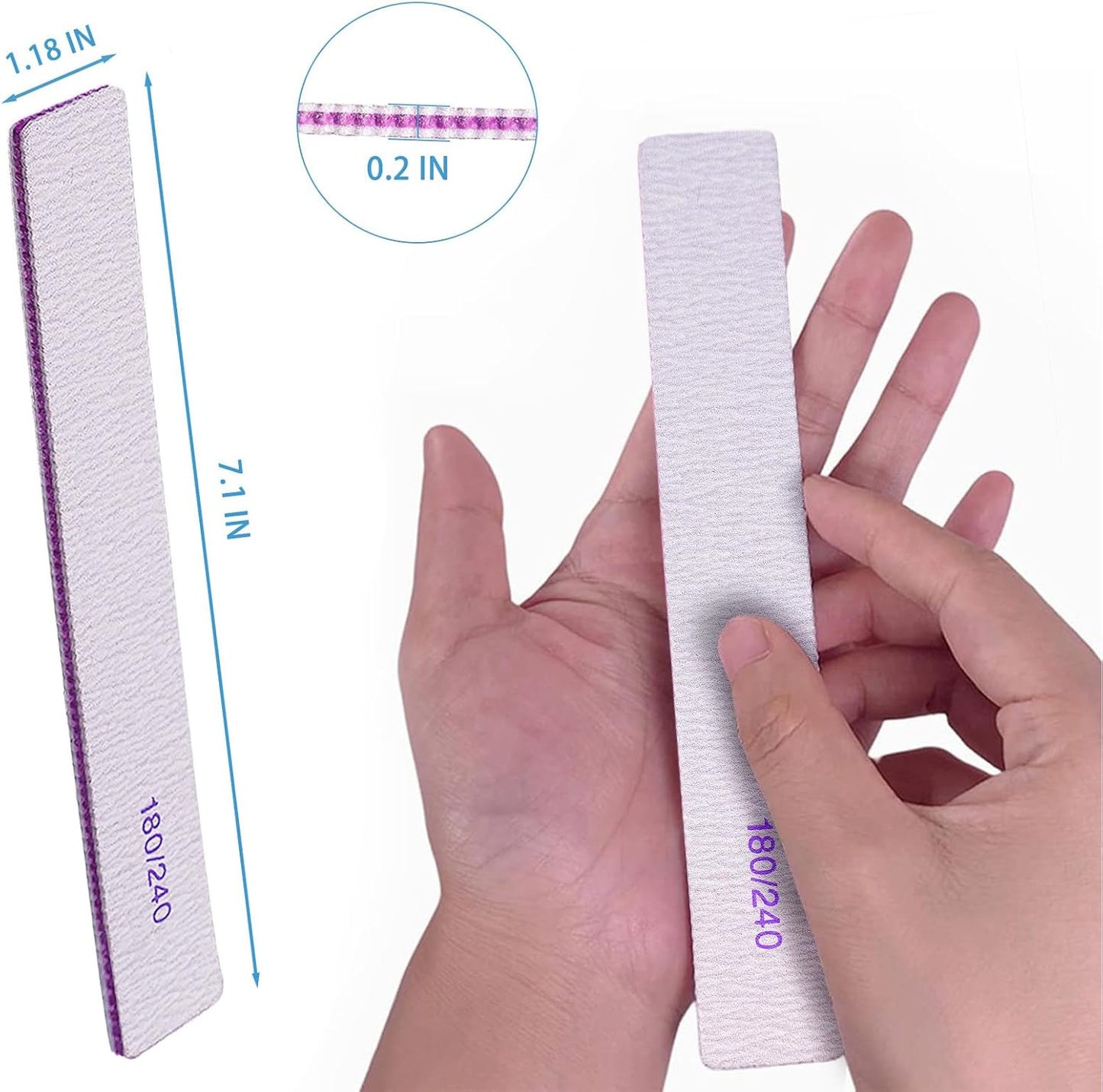 Nail Files, Professional 180/240 Grit Double Sided Emery Boards for Natural Nails Fingernail Toenail File Kit, Heavy Duty Emory (24 Pcs 180/240 Grit)