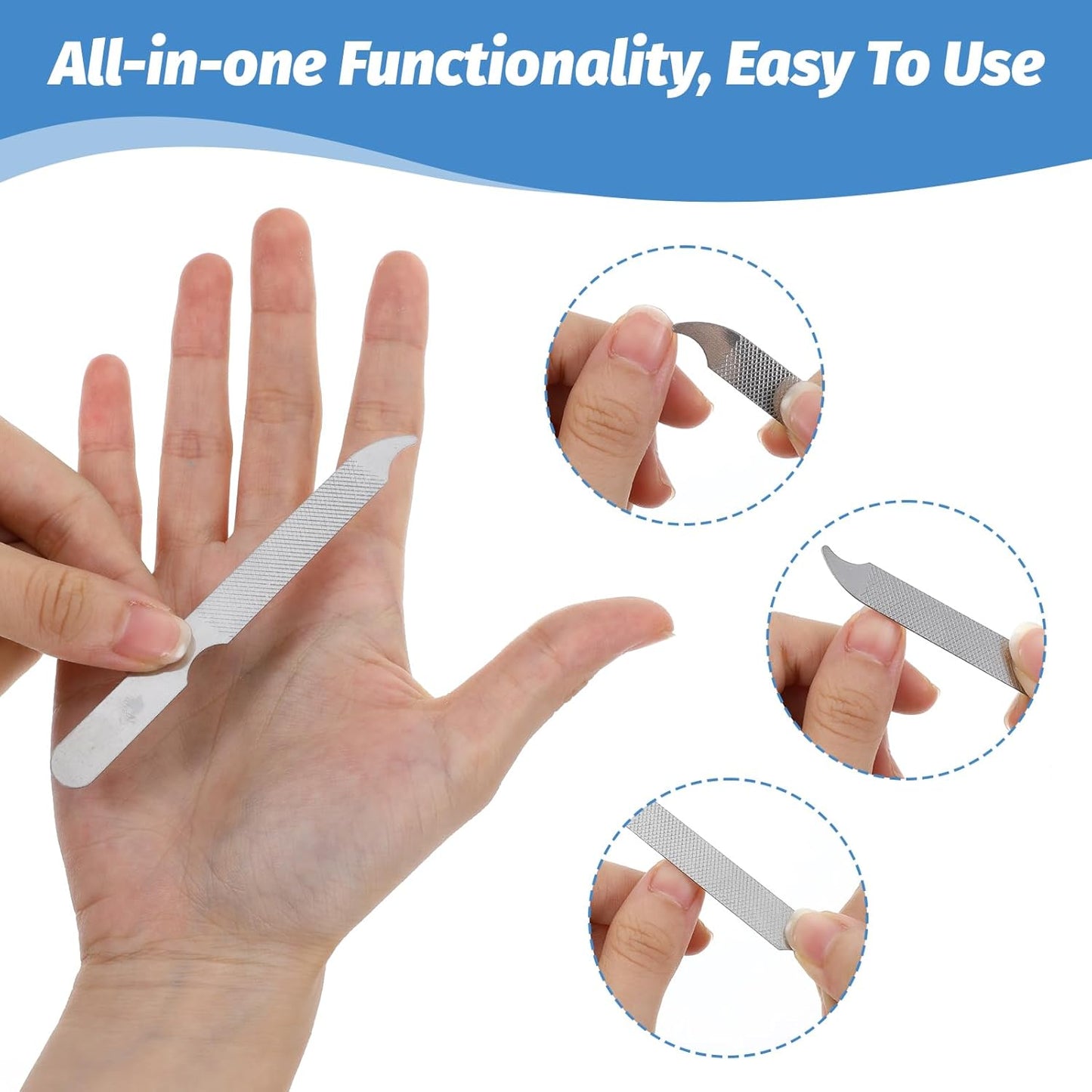 12 PCS Metal Nail Files for Women Stainless Steel Finger Nail Buffer Double-Sided Precision Fingernail Files with Curved Sharp Pointed Tip Thin Durable Nails File Bulk for Salon Home Travel