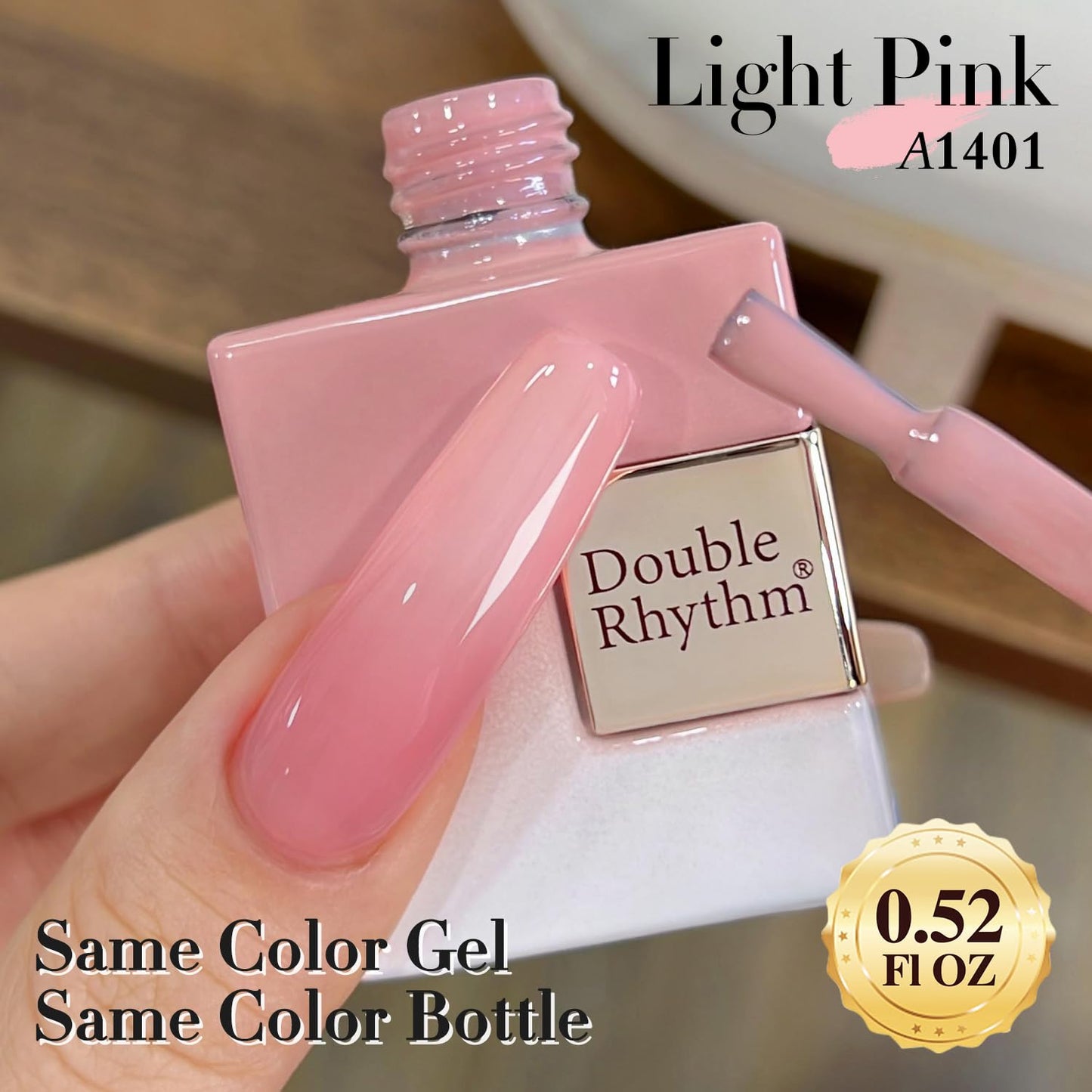 Double Rhythm 0.5Oz Translucent Gel Polish Sheer Neutral Natural Light Milky Same Color Same Bottle 15ML Jelly Gel Polish Art DIY at Home (Milky Pink-A1401)