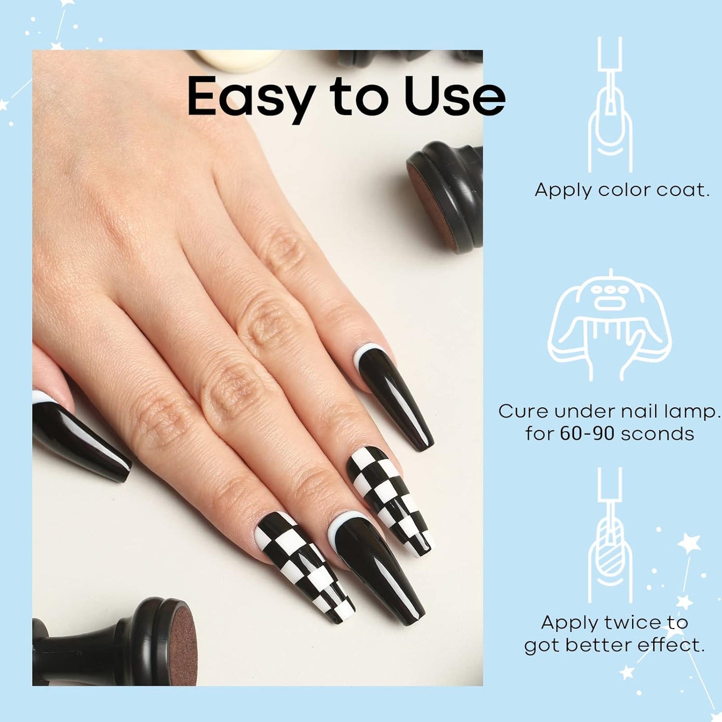 modelones White Gel Polish Black Gel Polish Set 2 Pcs 15ml Black And White Nail Polish Soak Off LED Christmas Nail Art French Manicure Salon Diy at Home Gift for Women Girls