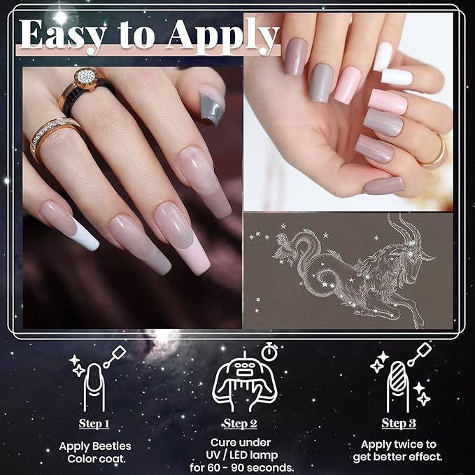 Beetles Neutral Gel Nail Polish – 6 Colors Winter Soak Off UV LED Nail Gel Kit, Brown Gray Silver White Pink Long Lasting Glossy for Salon & Home Manicure Gift for Women