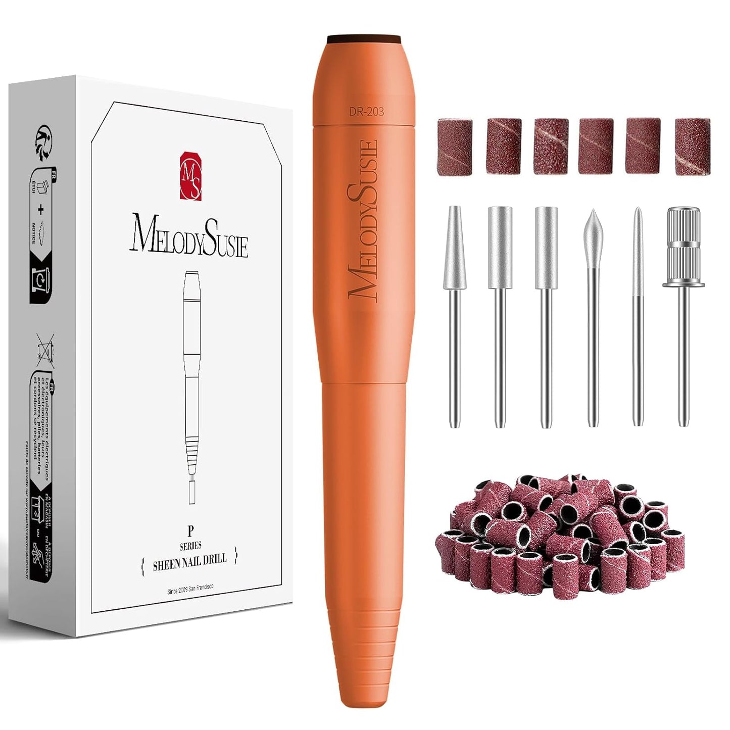 MelodySusie Pen-Shaped Portable USB Nail Drill, PC120I 20000RPM Electric Nail File with Compact Design for All Nail Care, Manicure Polishing, Shaping & Gel Removal at Home for Beginners