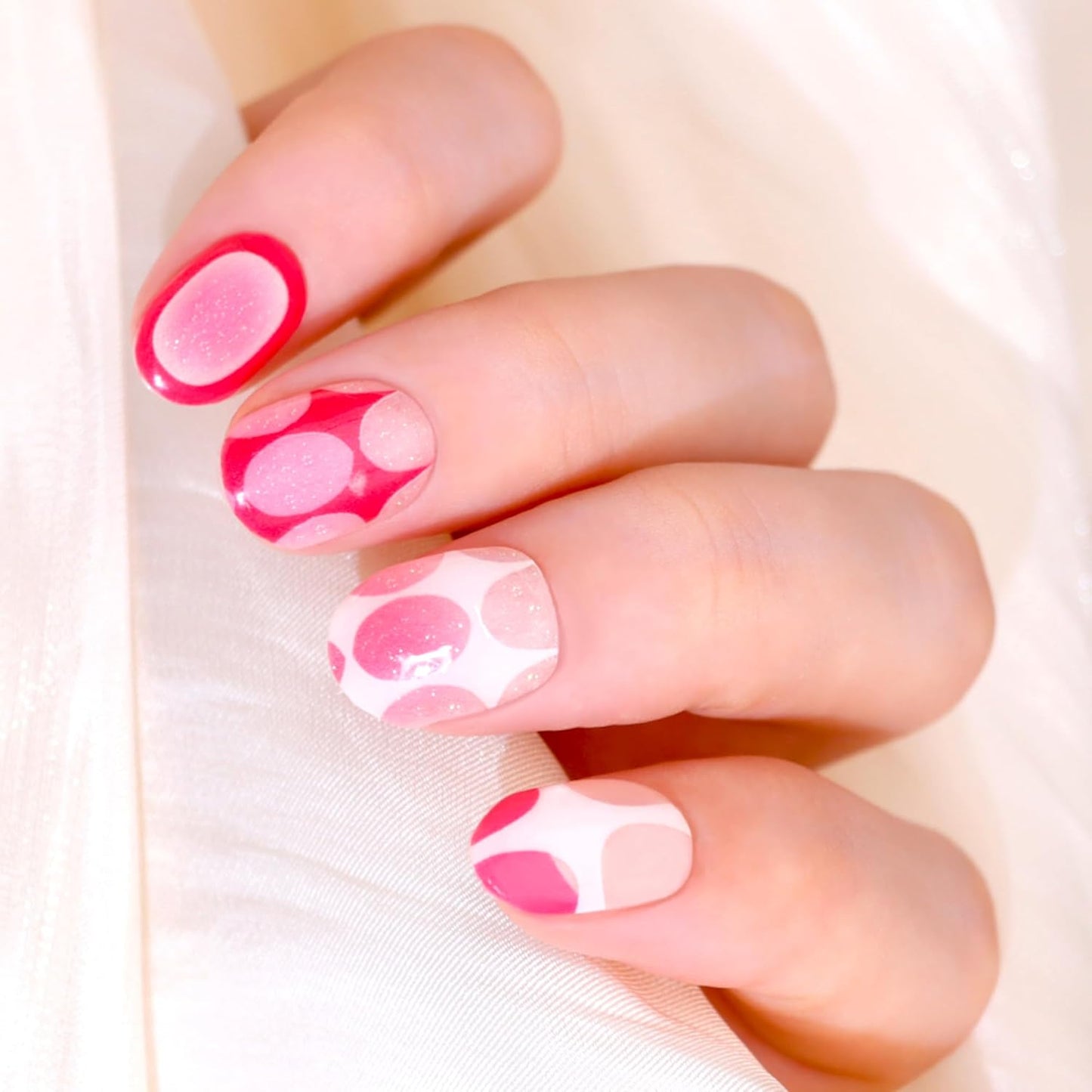 Semi Cured Gel Nail Strips-Salon Quality Semi-Cured Gel Press On Nails Stickers Strengthening Quick DIY Nail Art Manicure Kits for Women at Home(Cotton Candy Sparkle)