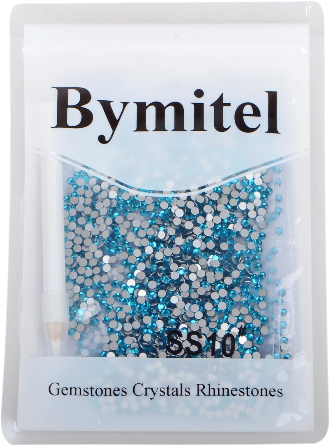 2880PCS Art Nail Rhinestones Non Hotfix Glue Fix Round Crystals Glass Flatback for DIY Jewelry Making with one Picking Pen (ss10 2880pcs, Blue Zircon)