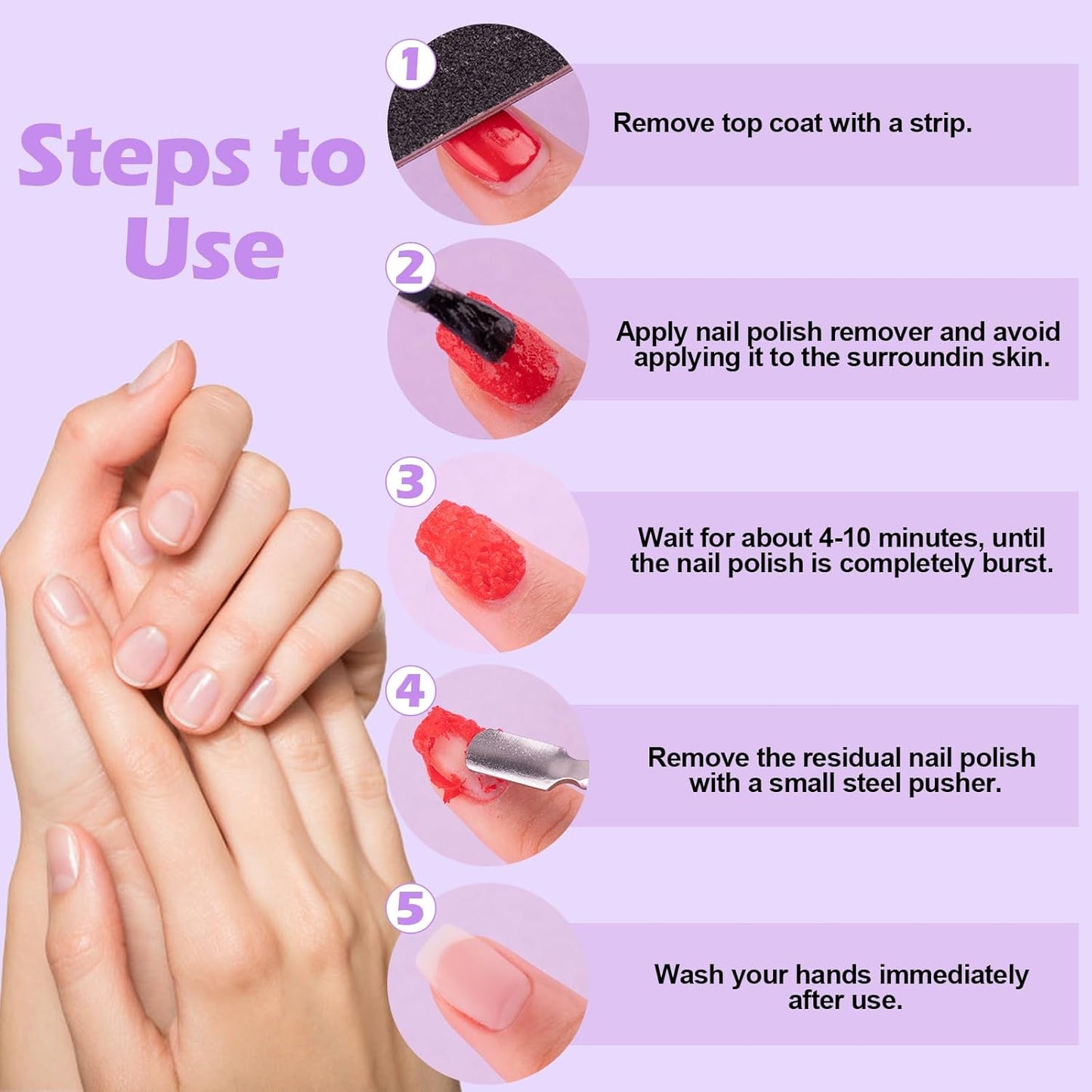 Gel Nail Polish Remover, 3 Pack Professional Powerful Remove Gel Nail Polish Within 3-6 Minutes, Quickly & Easily Remove Gel Polish No Need for Foil, Soaking or Wrapping