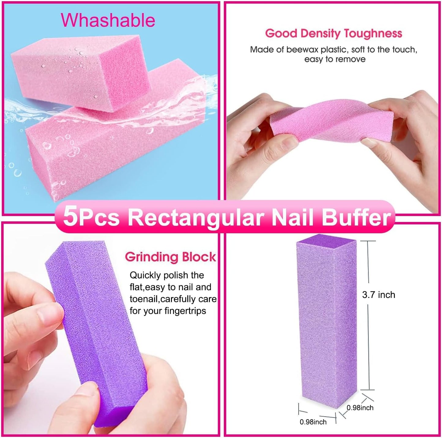 18PCS Nail Files and Buffers Set, Professional Manicure Tools Kit, Nail Buffer Block & 100/180 Grit Nail File, 7 Way Nail File & Double Side Nail Polishing Buffer, Nail Files Emery Board and Brush