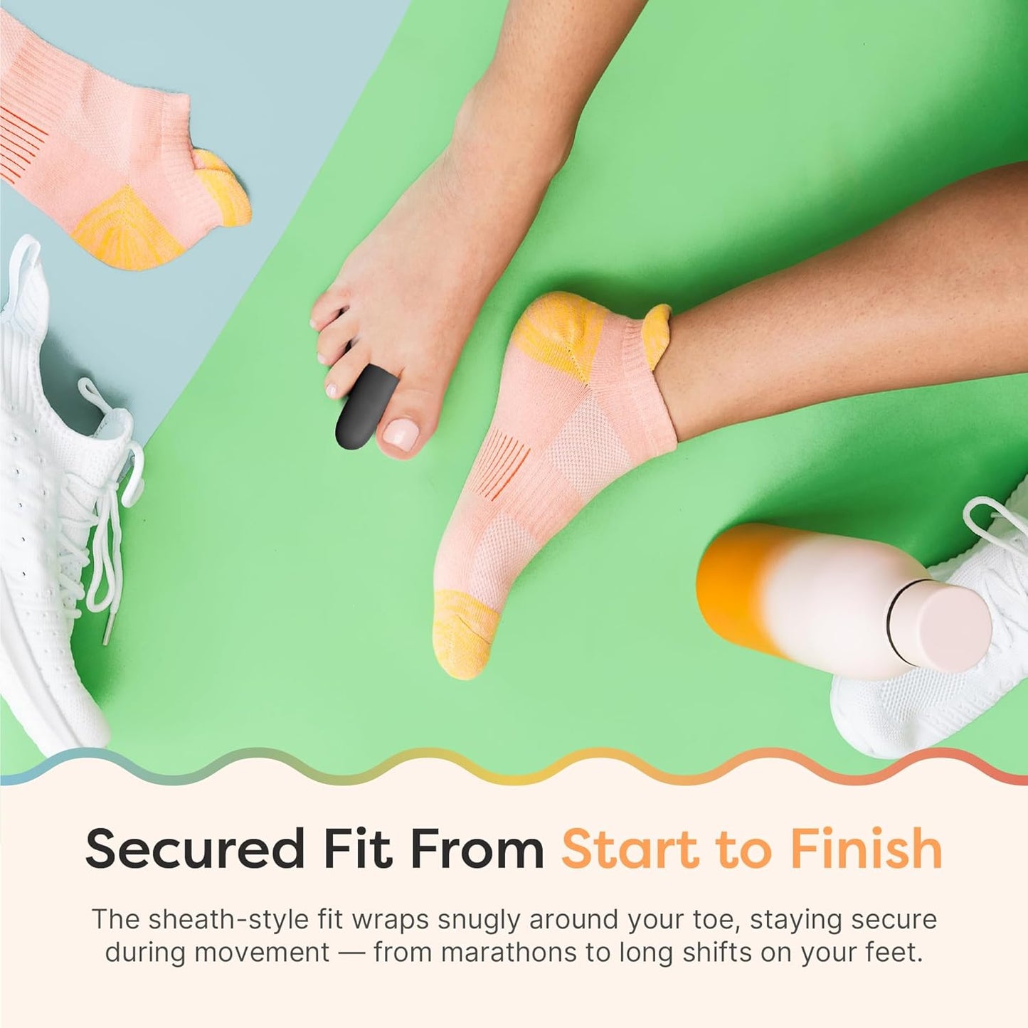 ZenToes 6 Pack Gel Toe Cap and Protector - Cushions and Protects to Provide Relief from Missing or Ingrown Toenails, Corns, Blisters, Hammer Toes (Small, Black)