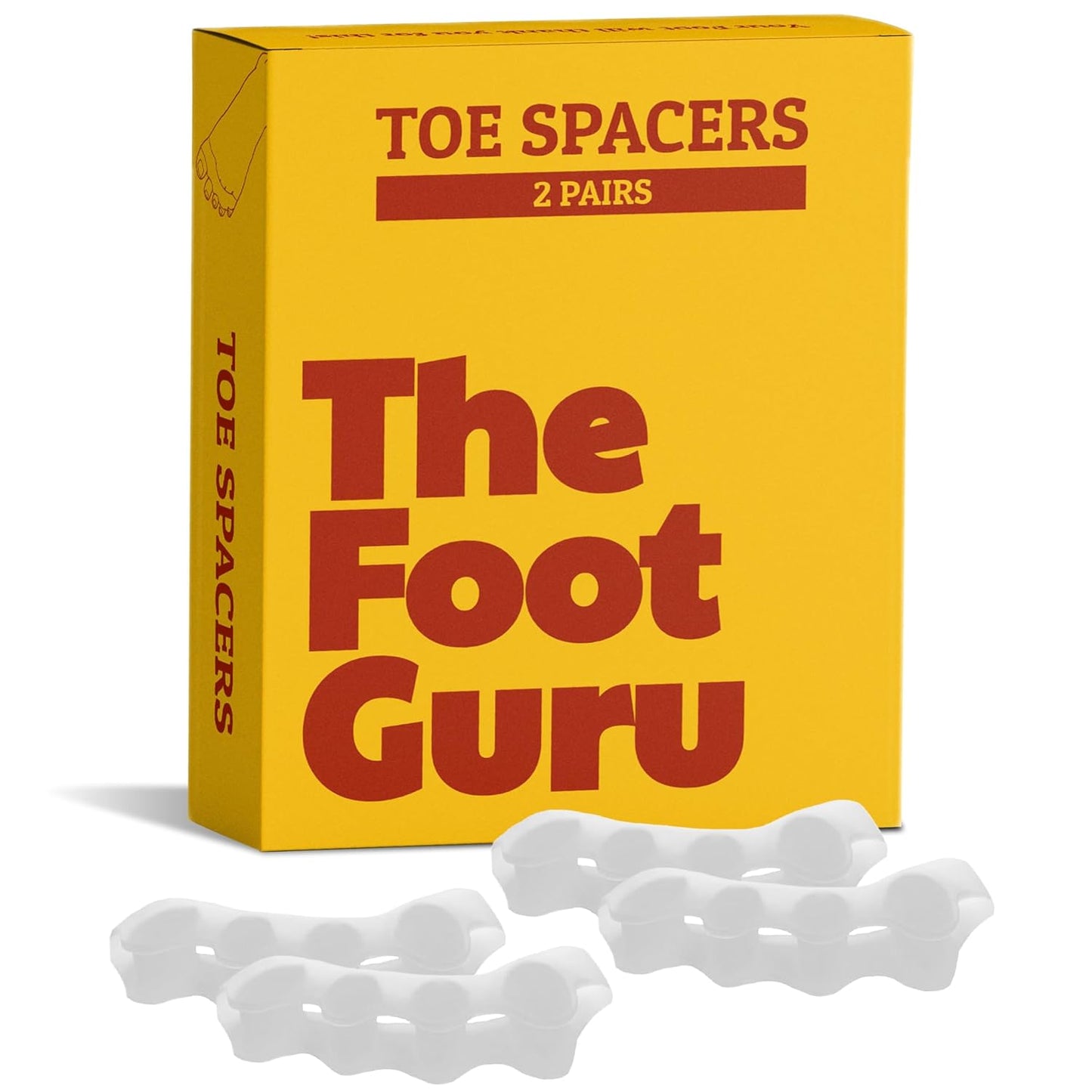 2x Pairs Orthopedic Toe Spacers - Toe Separators for Men & Women, Bunion Corrector, Hammer Toe Straightener, Yoga Toe Spacers, Toe Spreaders for Foot Pain Relief -Kubbar