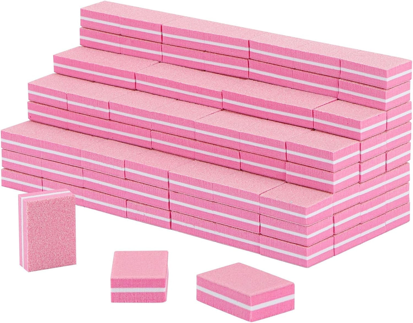 100Pcs Mini Nail Buffer for Natural Nails -100/180 Grit Buffer Block Dual Sided Nail File Block for Smooth Polishing(Pink)