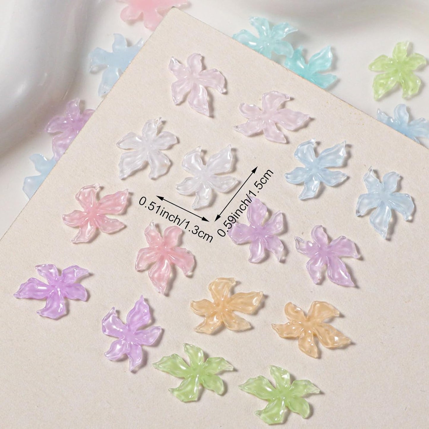 150-Piece Crystal Flower Nail Charms Set, Mixed Color 3D Rhinestones, Spring Floral Design, Manicure Decoration